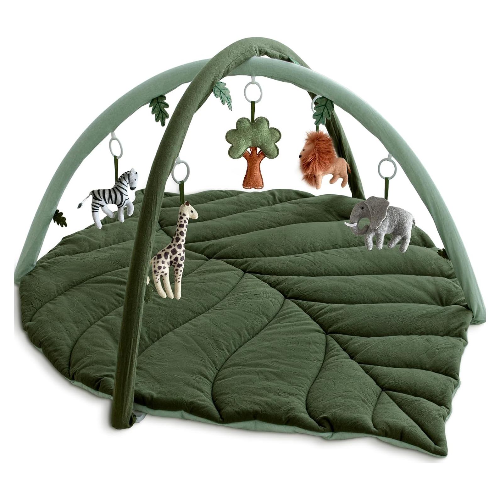 Gimnasio de Juego para Bebés Verde con 6 Juguetes Colgantes