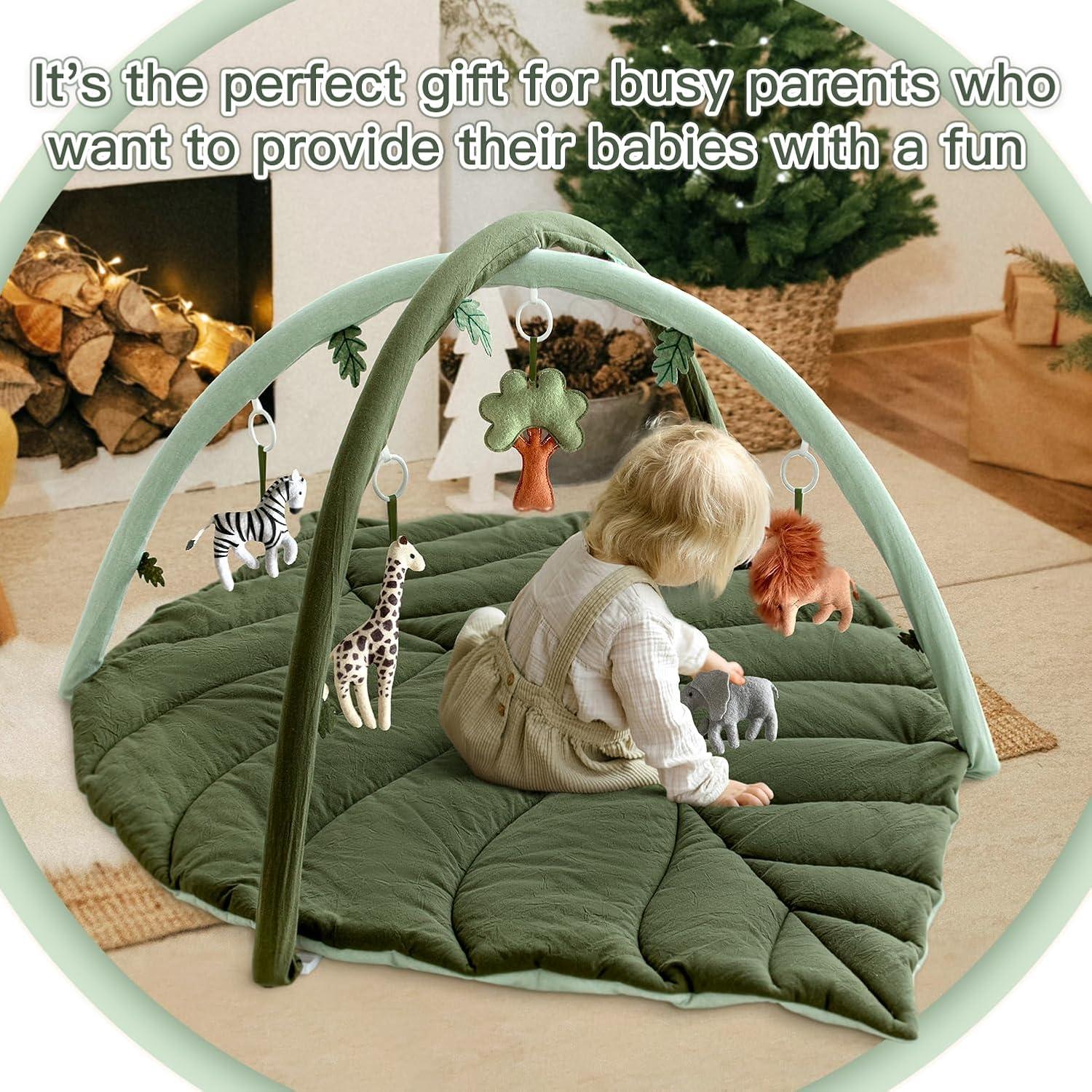 Gimnasio de Juego para Bebés Verde con 6 Juguetes Colgantes