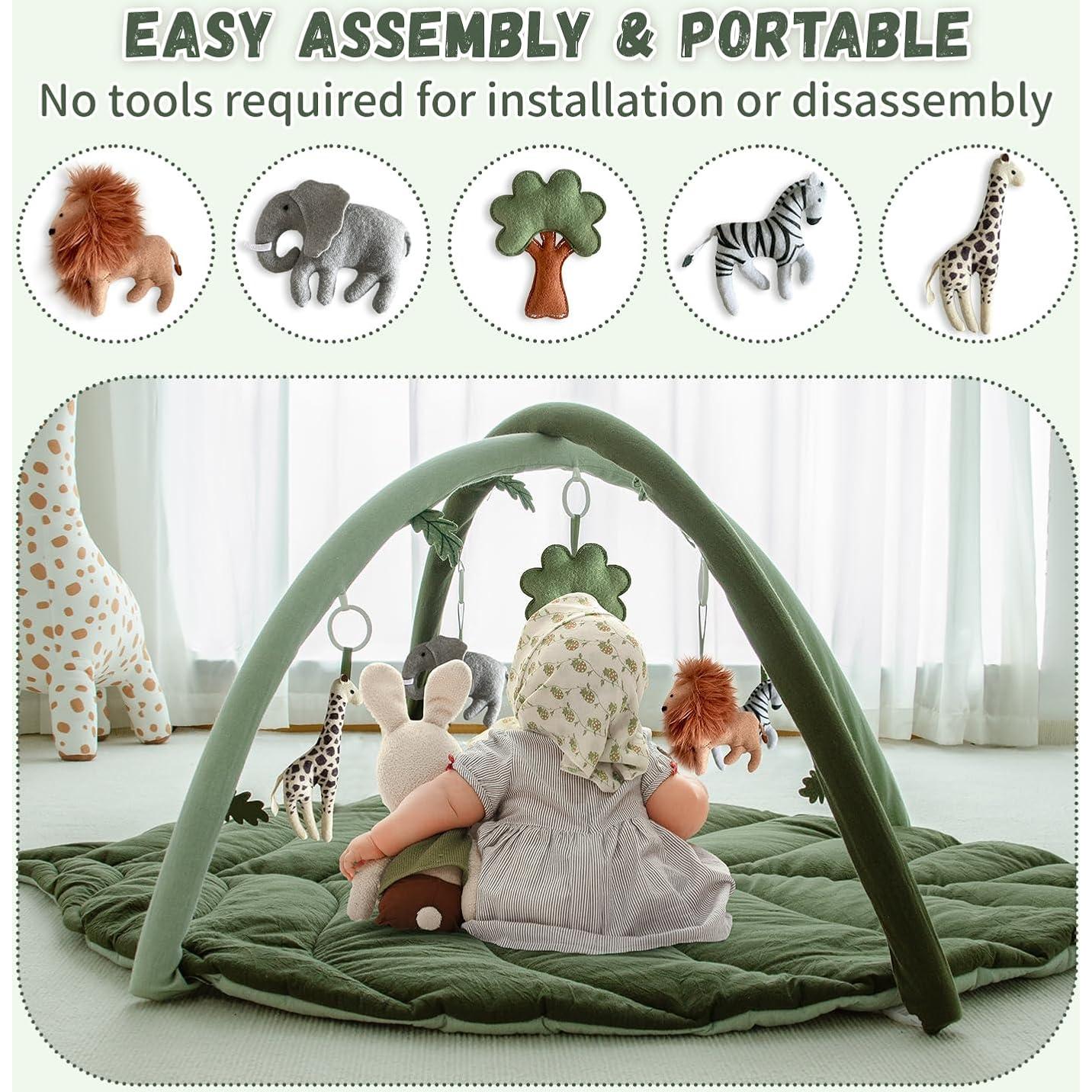 Gimnasio de Juego para Bebés Verde con 6 Juguetes Colgantes