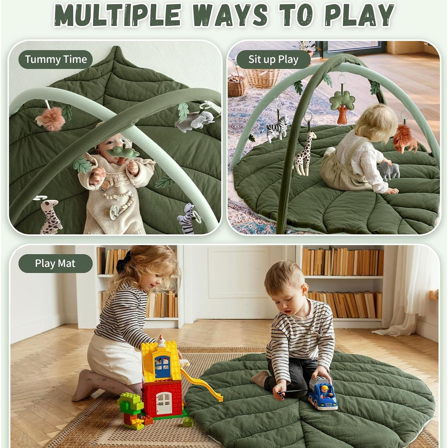 Gimnasio de Juego para Bebés Verde con 6 Juguetes Colgantes