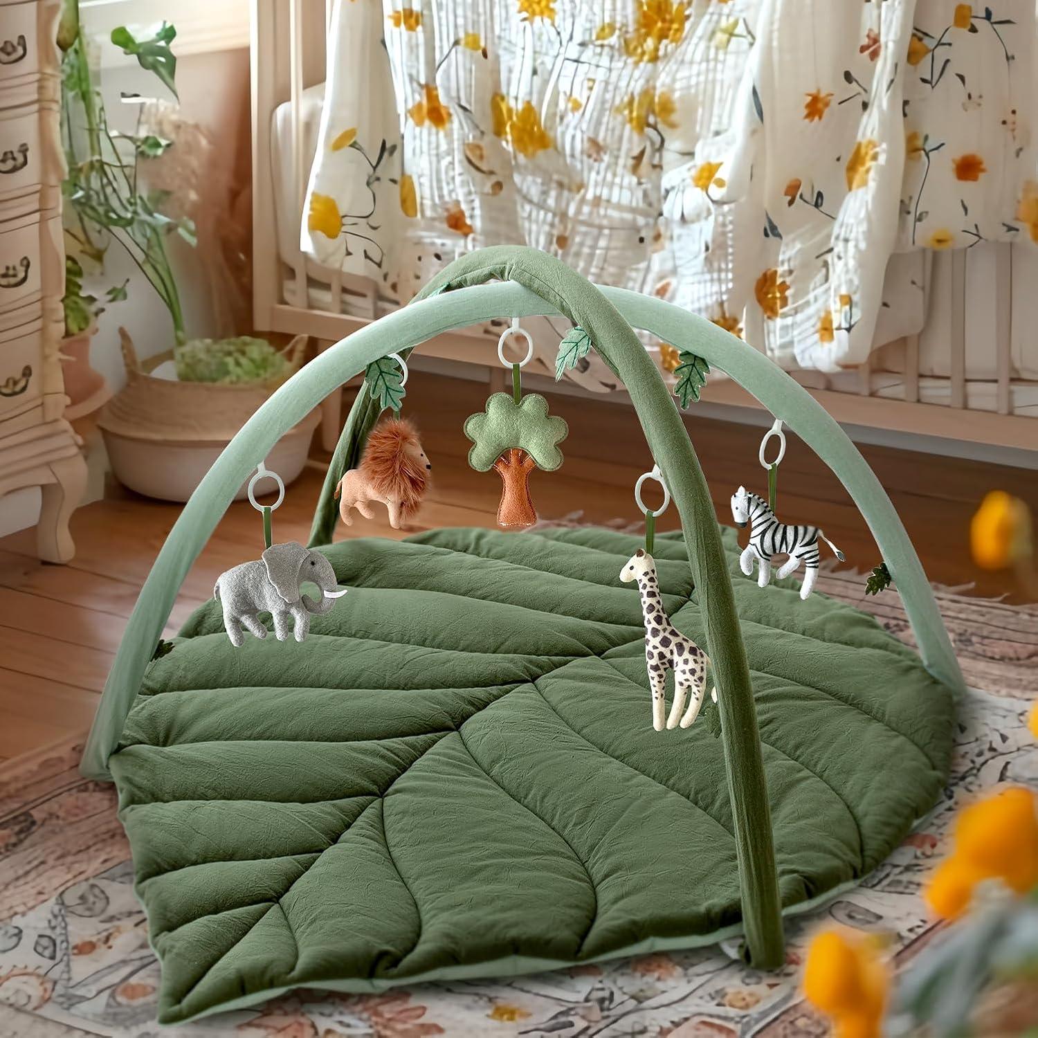 Gimnasio de Juego para Bebés Verde con 6 Juguetes Colgantes