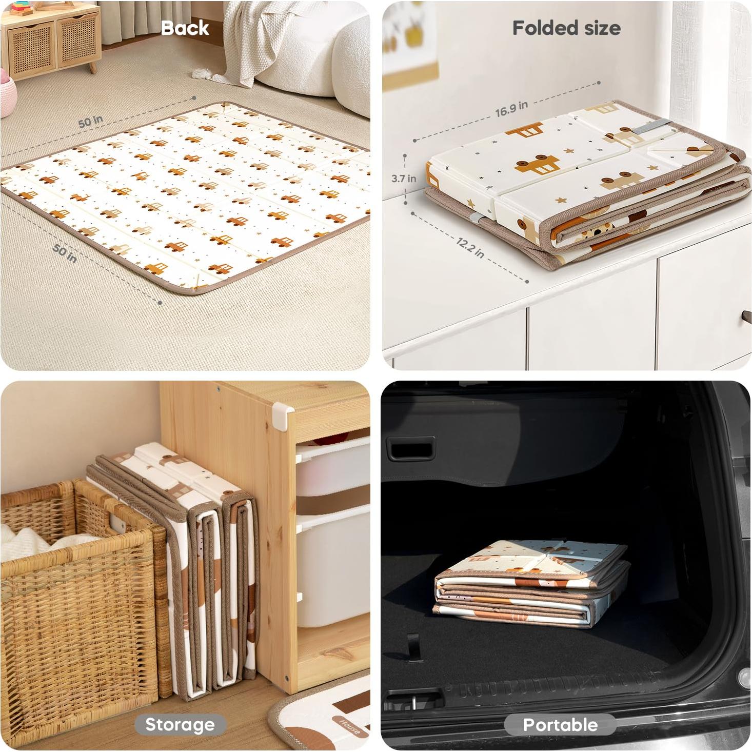 Alfombra de Juego Plegable XPE 127x127 cm para Bebés