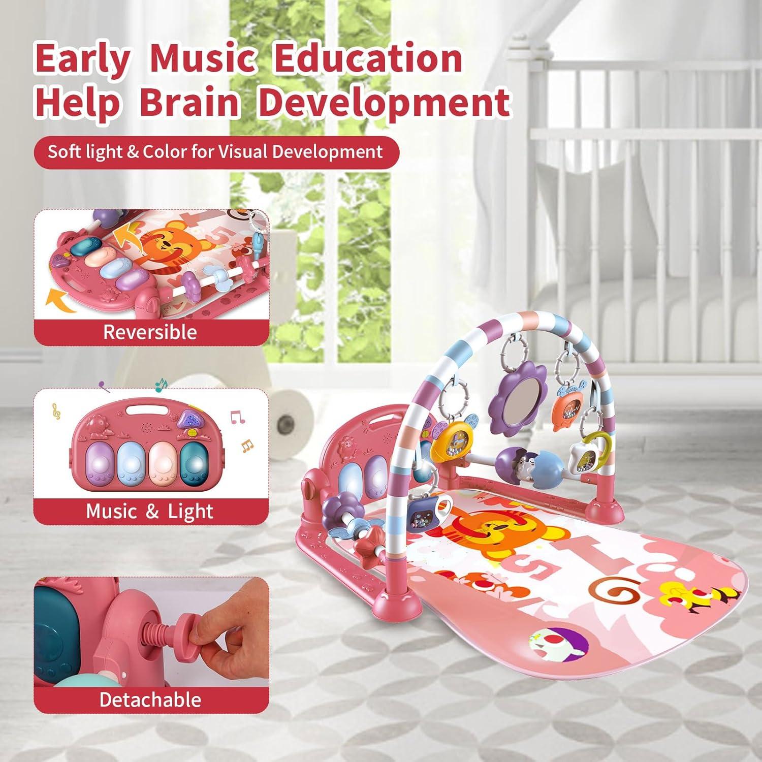 Alfombra de Juego Musical para Bebés GUGUKUKU Rosa 6 en 1