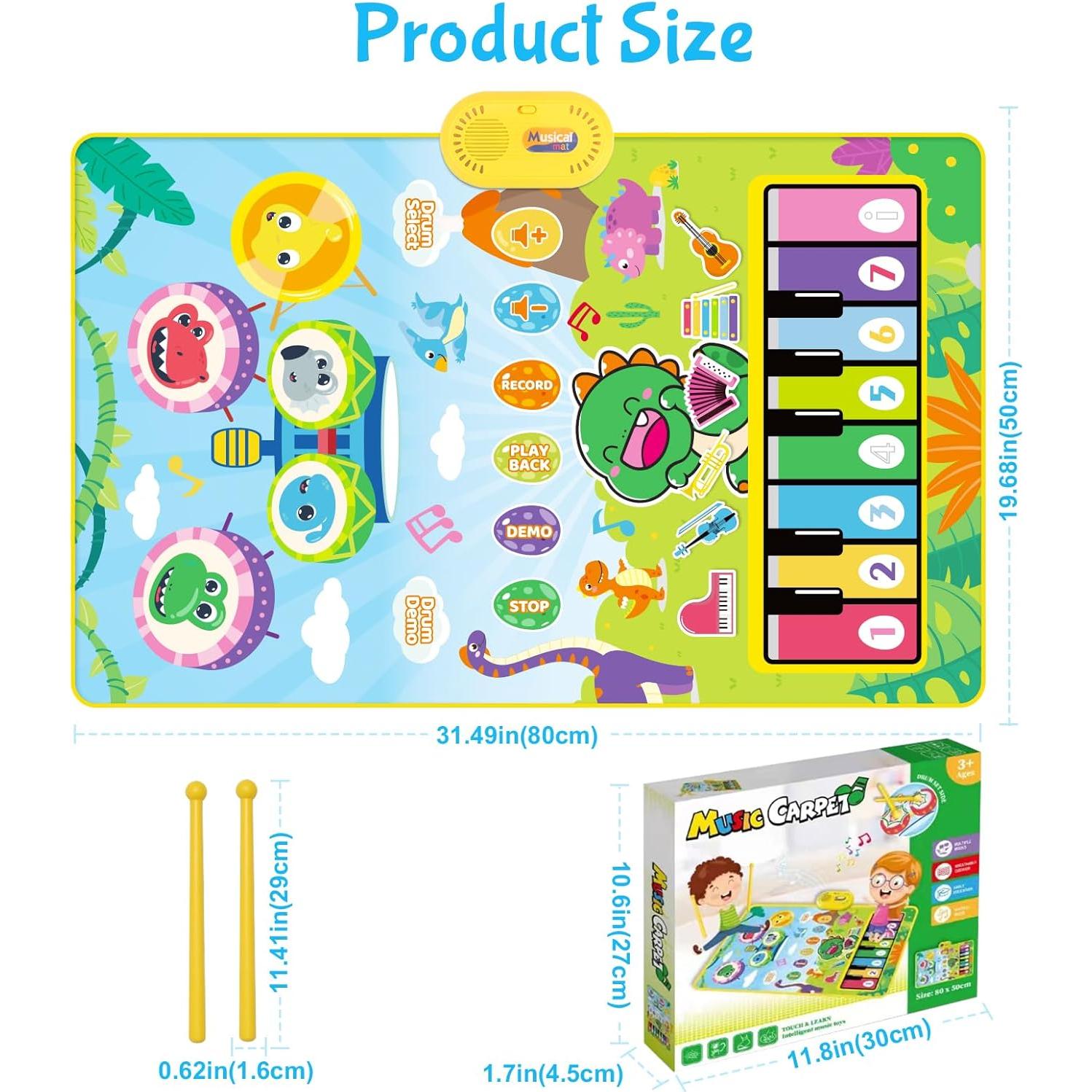 Alfombra Musical Dinosaurio Fuvappil 2 en 1 para Bebés