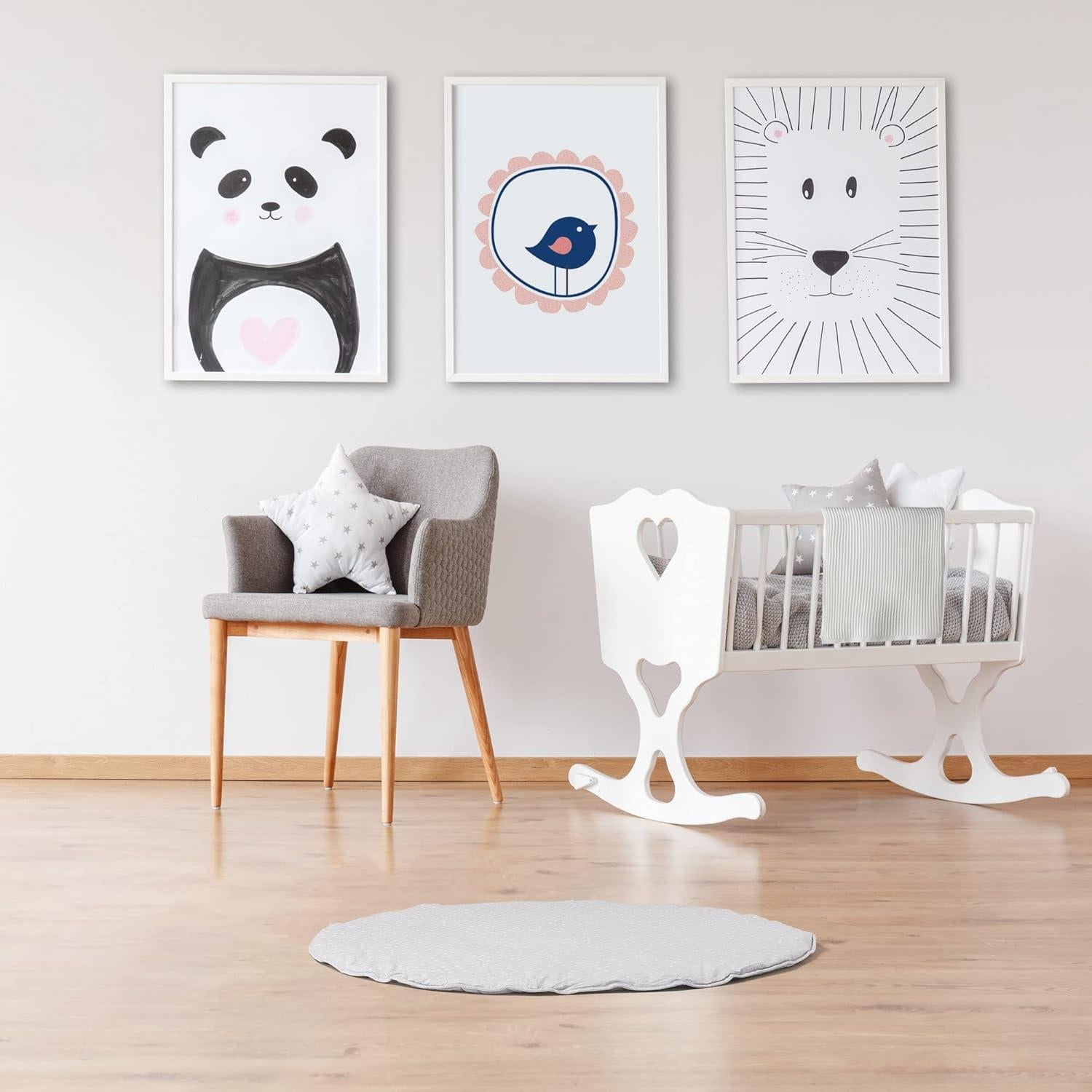 Alfombra de Juego Redonda Byrd & Blume 101.6cm Algodón Orgánico Gris