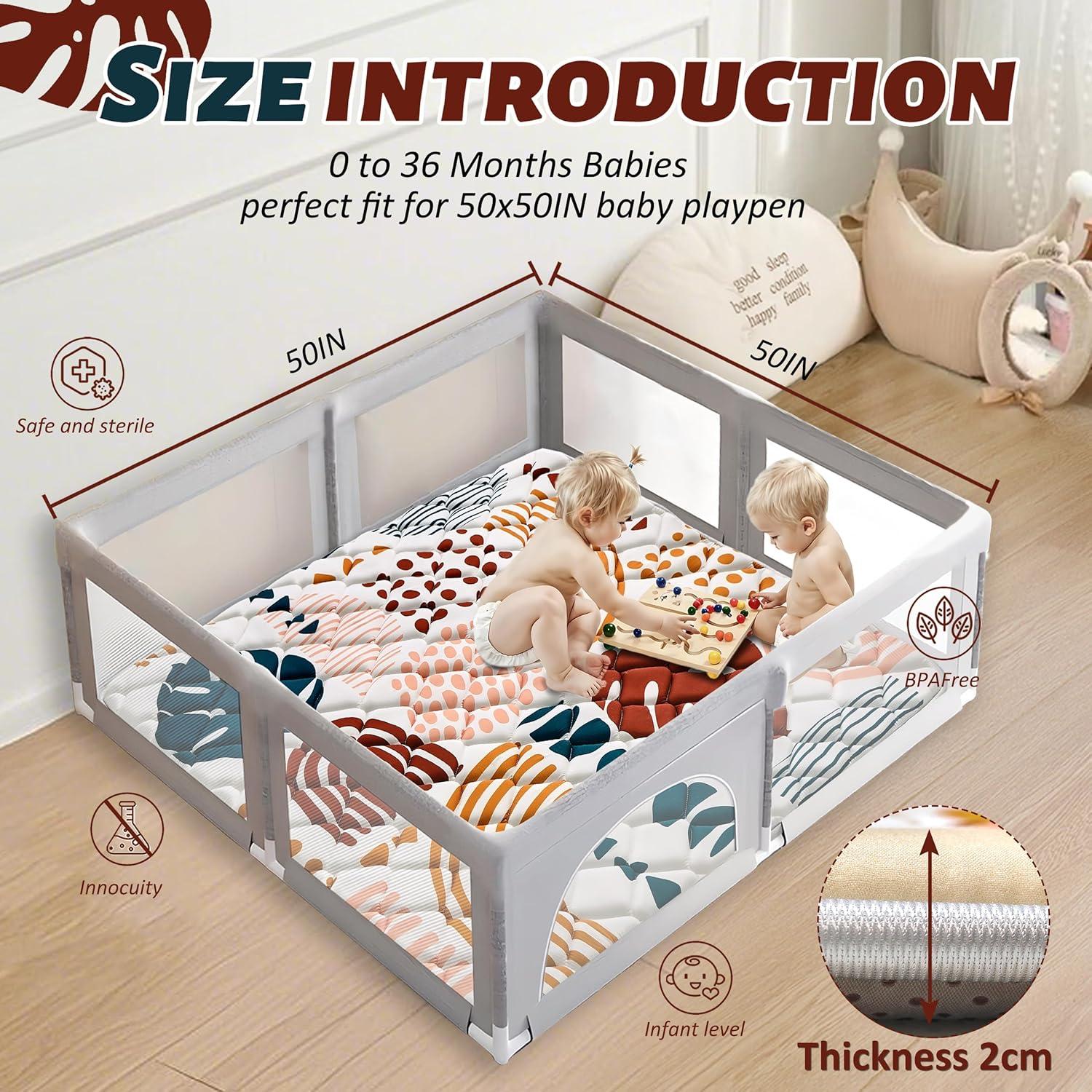 Alfombra de Juego para Bebés PLUUSHUU 127x127 cm Antideslizante