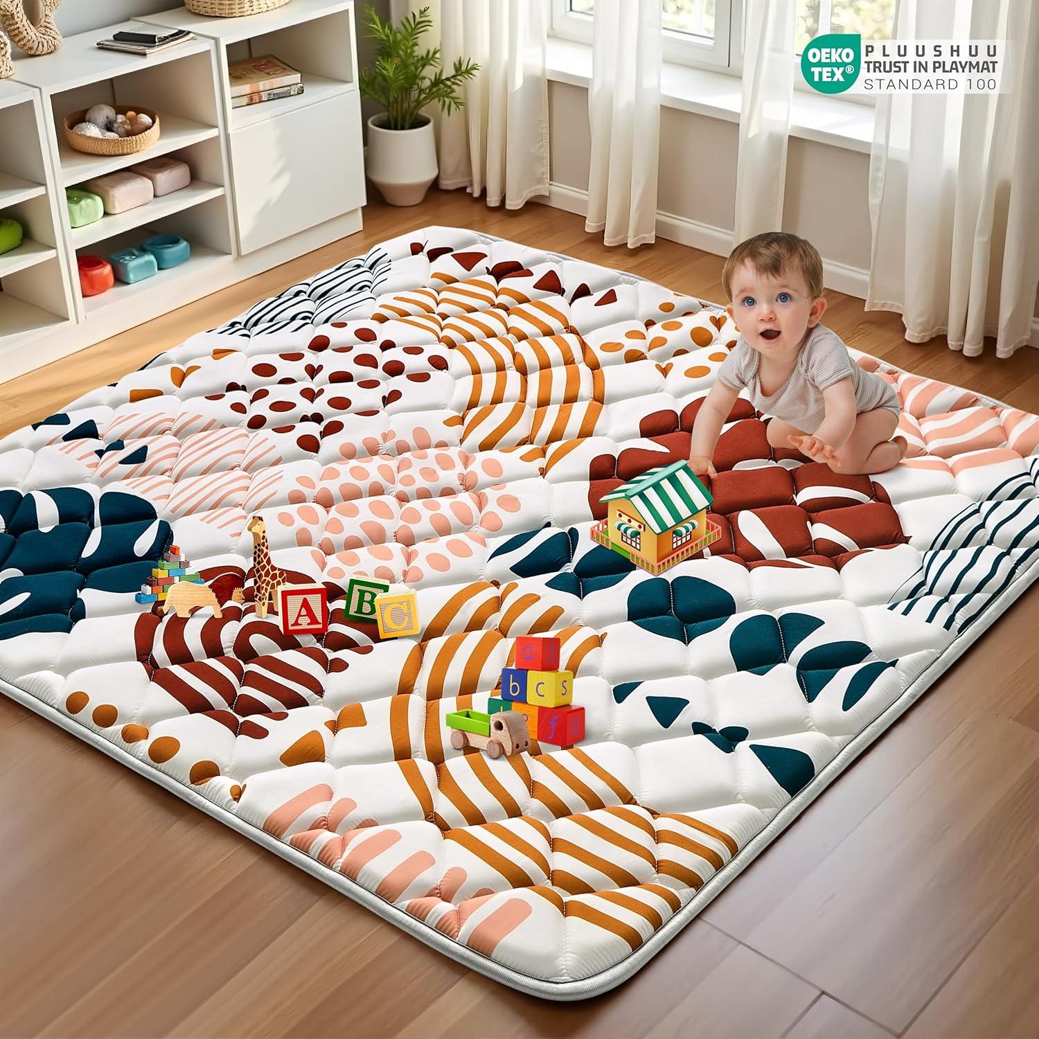 Alfombra de Juego para Bebés PLUUSHUU 127x127 cm Antideslizante