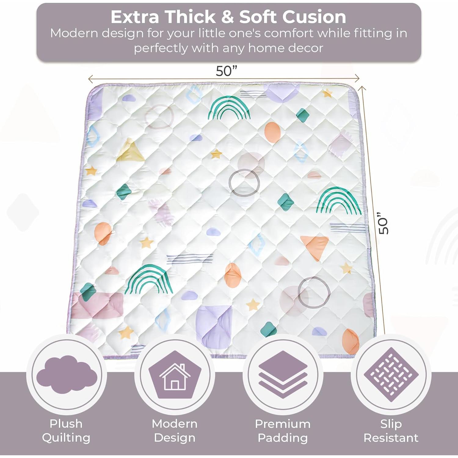 Alfombra de Juego Premium para Bebés 127x127cm - Extra Gruesa y Suave