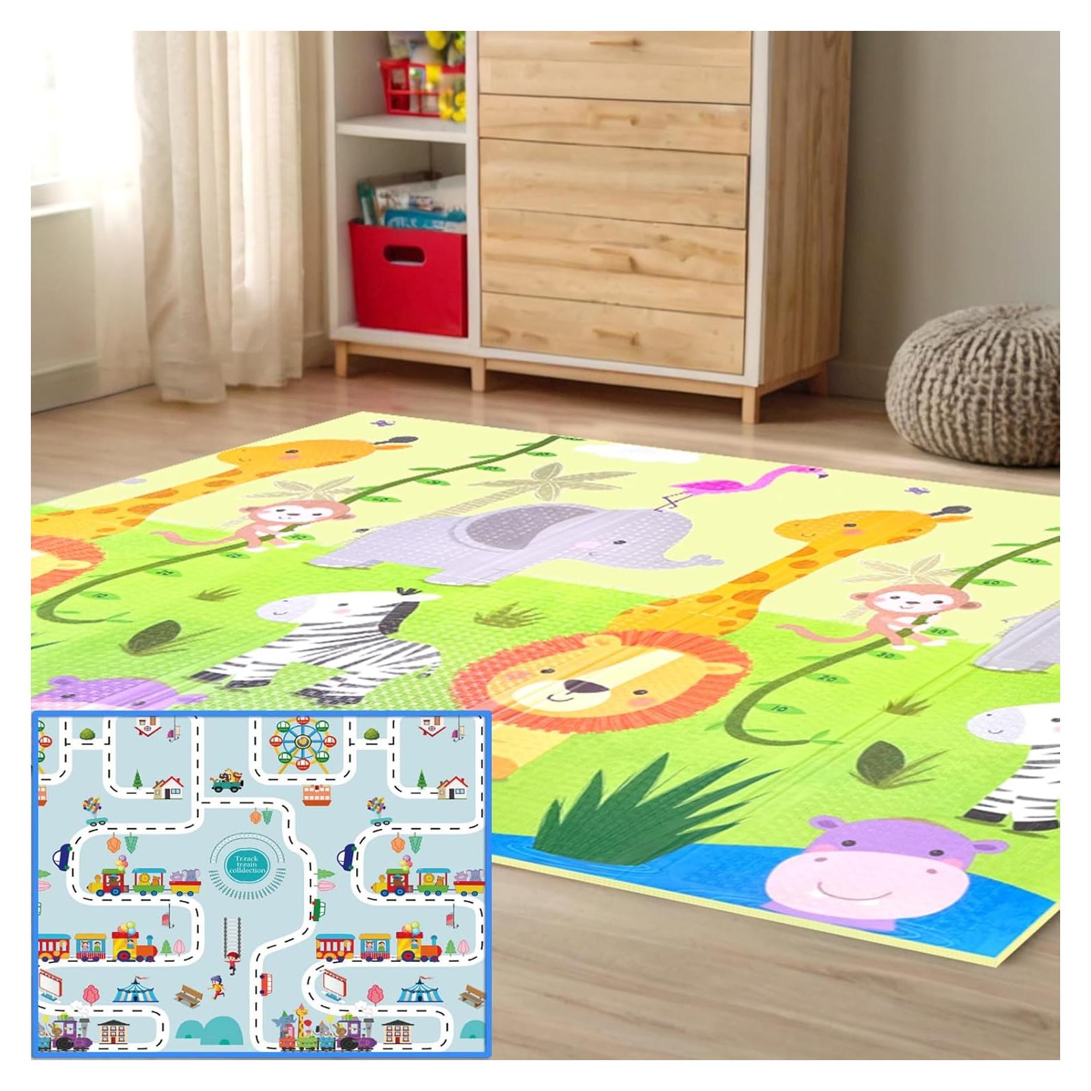 Alfombra de Juego Plegable KidzAdventure 180x150cm Azul Verde
