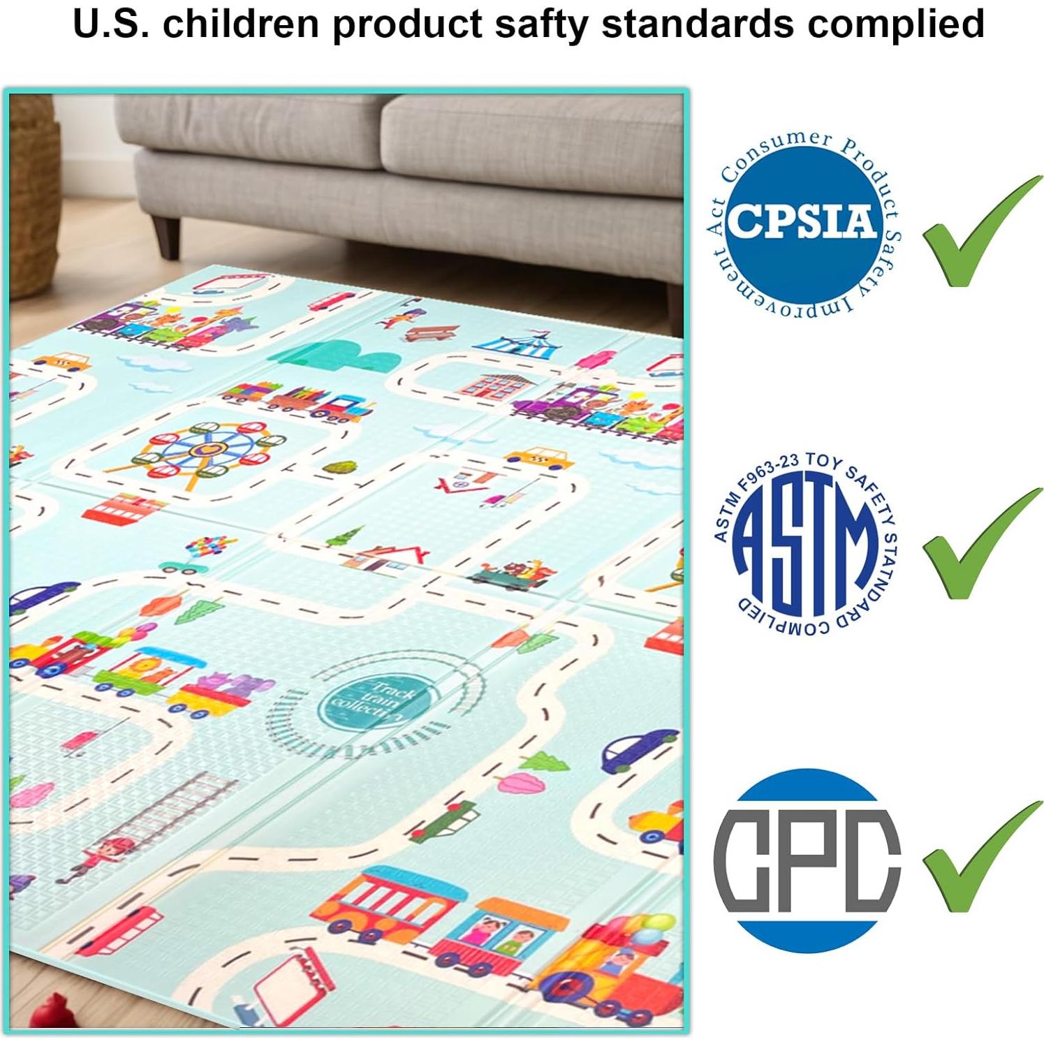 Alfombra de Juego Plegable KidzAdventure 180x150cm Azul Verde