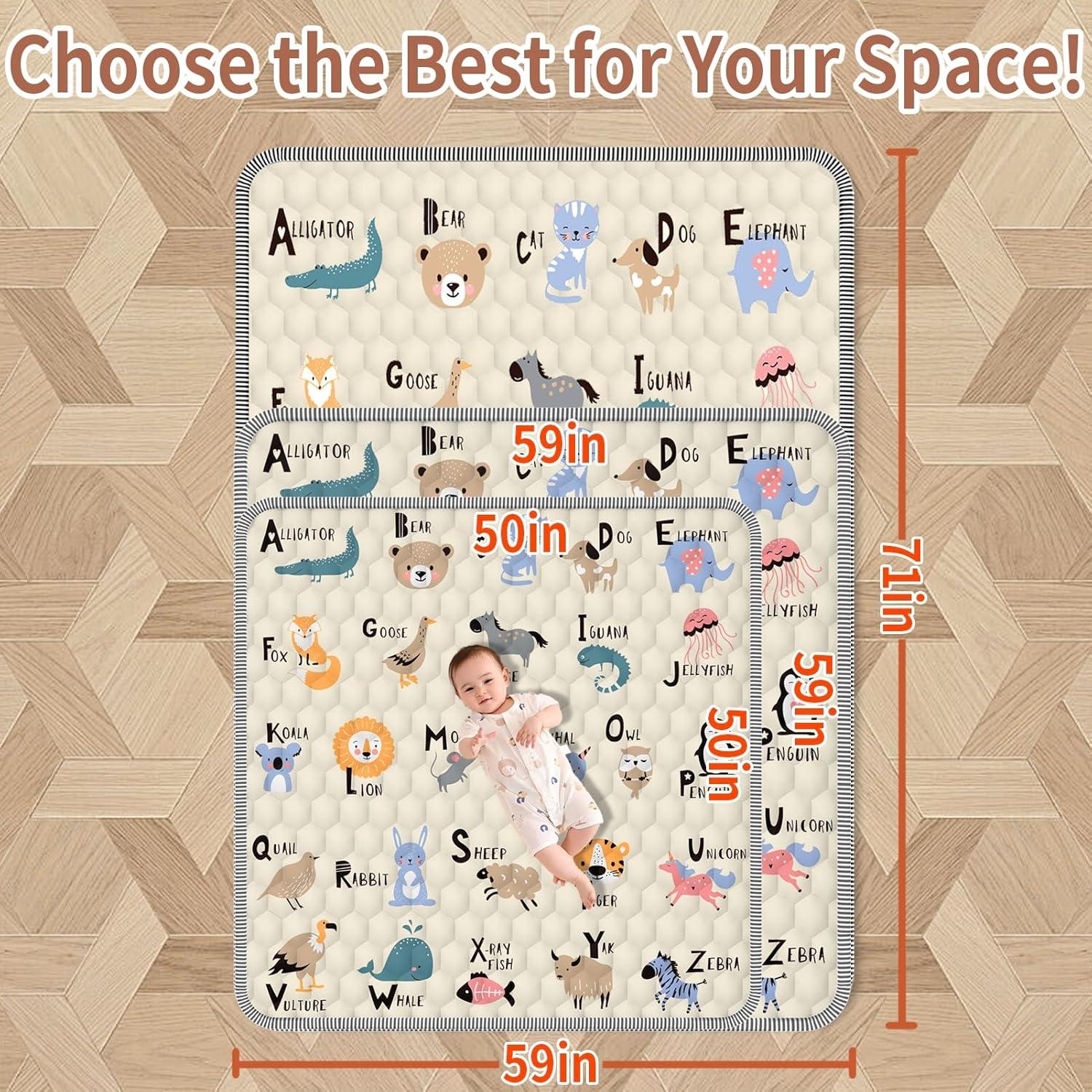 Alfombra de Juego para Bebés Ptcide 127x127 cm Acolchada Antideslizante