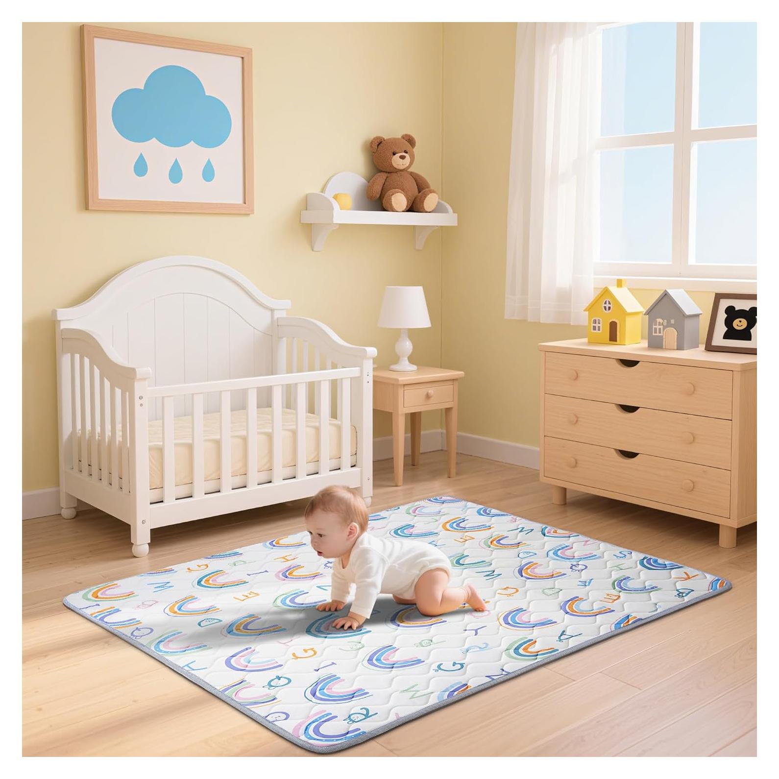 Alfombra de Juego Plegable IBVIVIC 127x127 cm Arcoíris Antideslizante