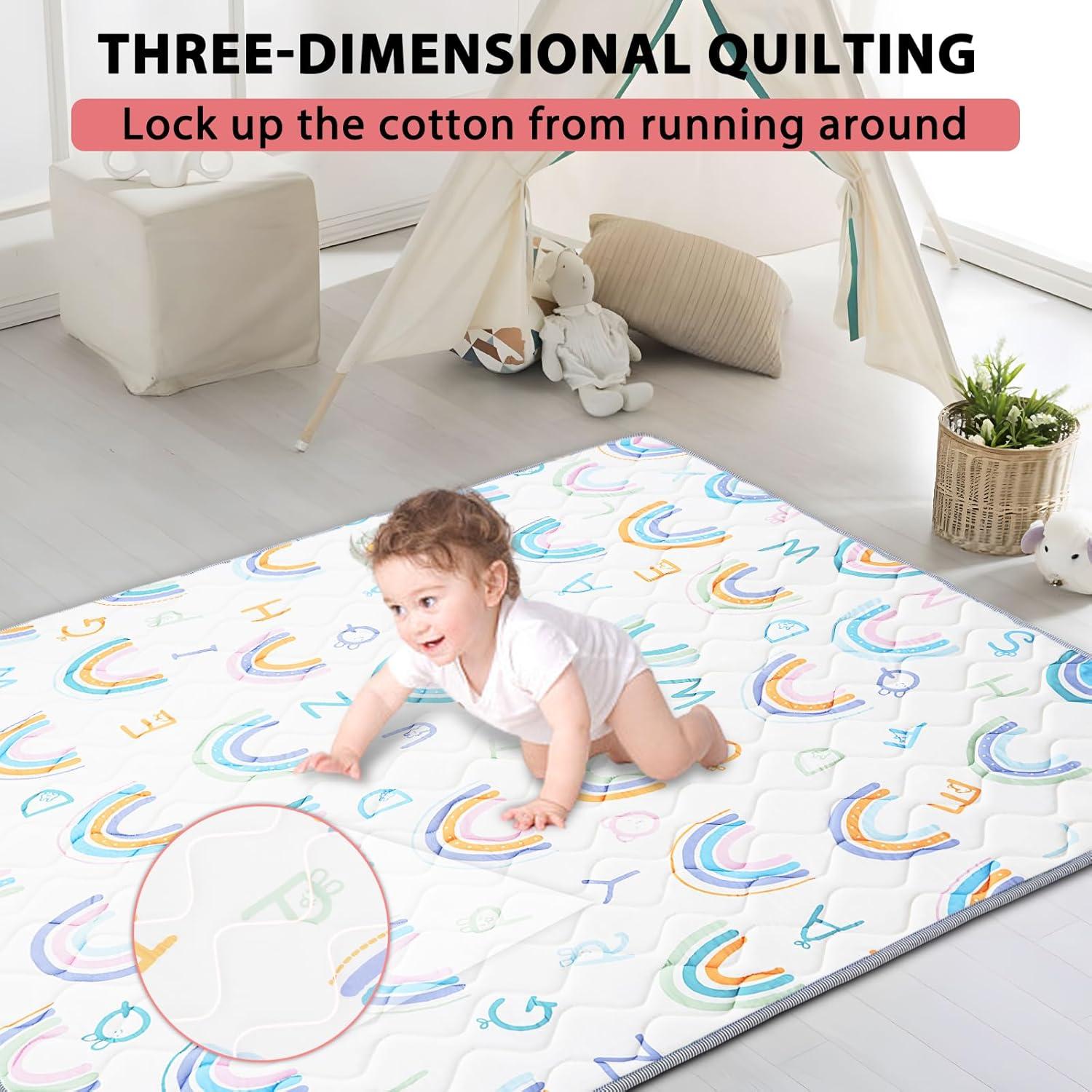 Alfombra de Juego Plegable IBVIVIC 127x127 cm Arcoíris Antideslizante