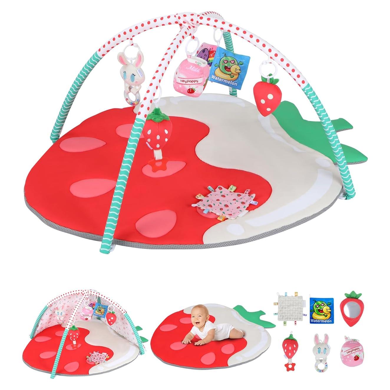 Alfombra de Juego para Bebés Fresa 9-en-1 con Juguetes