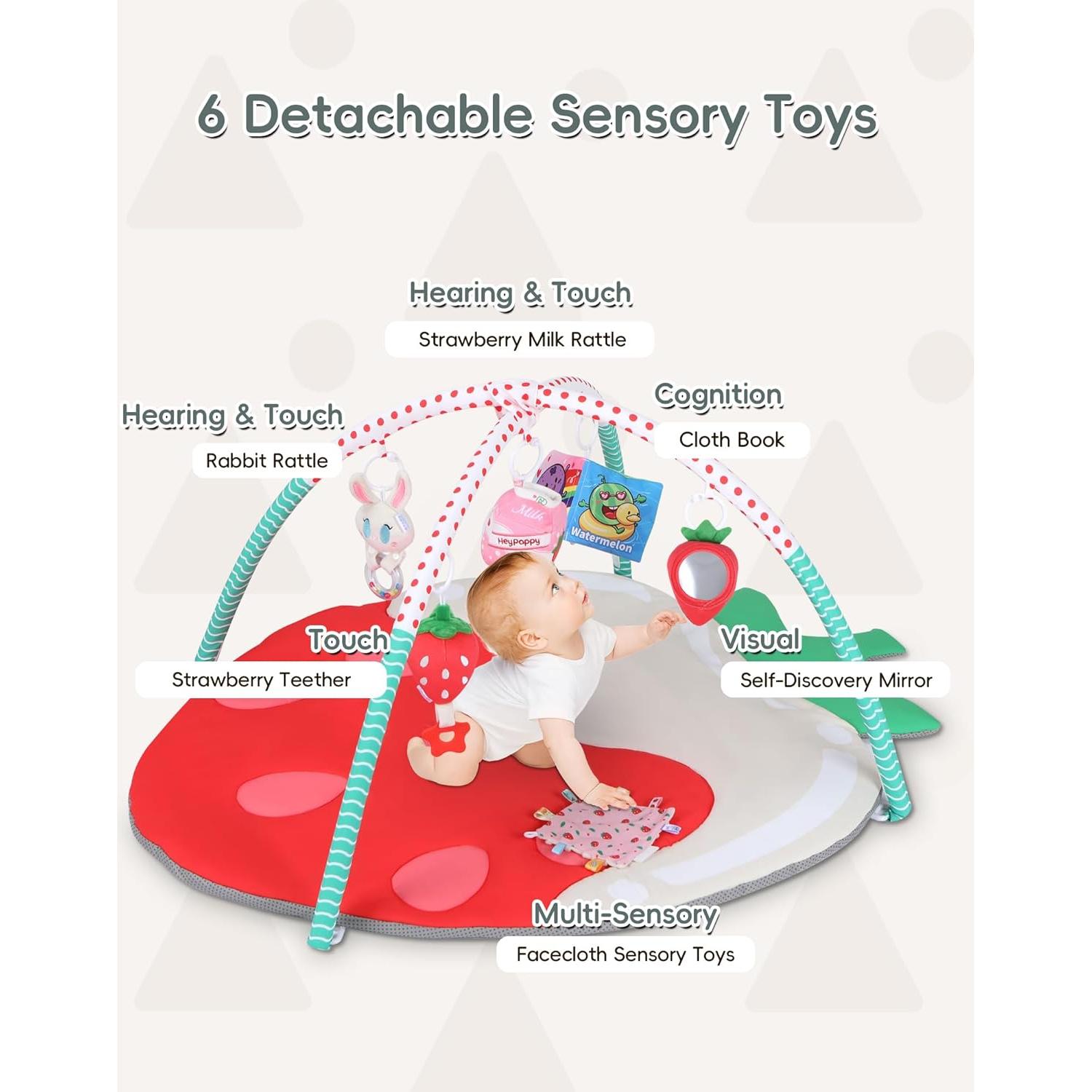 Alfombra de Juego para Bebés Fresa 9-en-1 con Juguetes