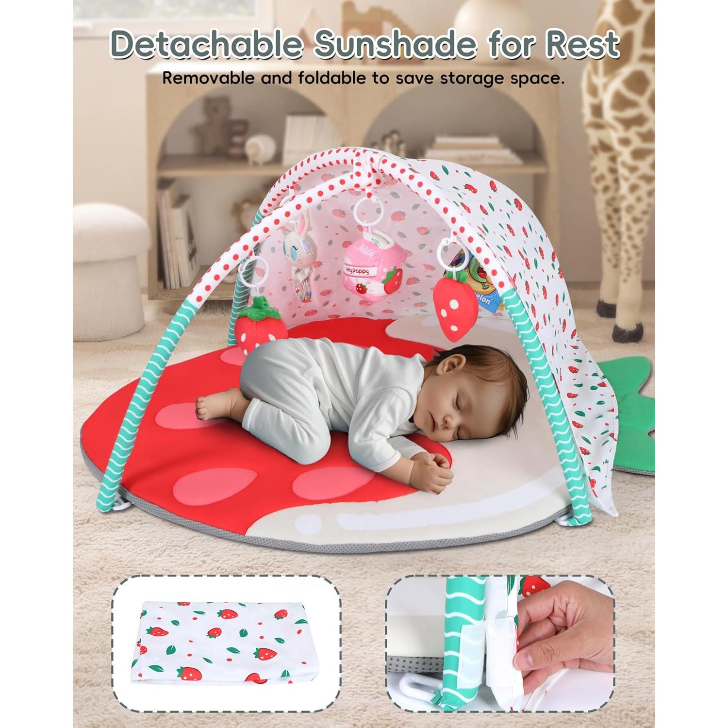 Alfombra de Juego para Bebés Fresa 9-en-1 con Juguetes