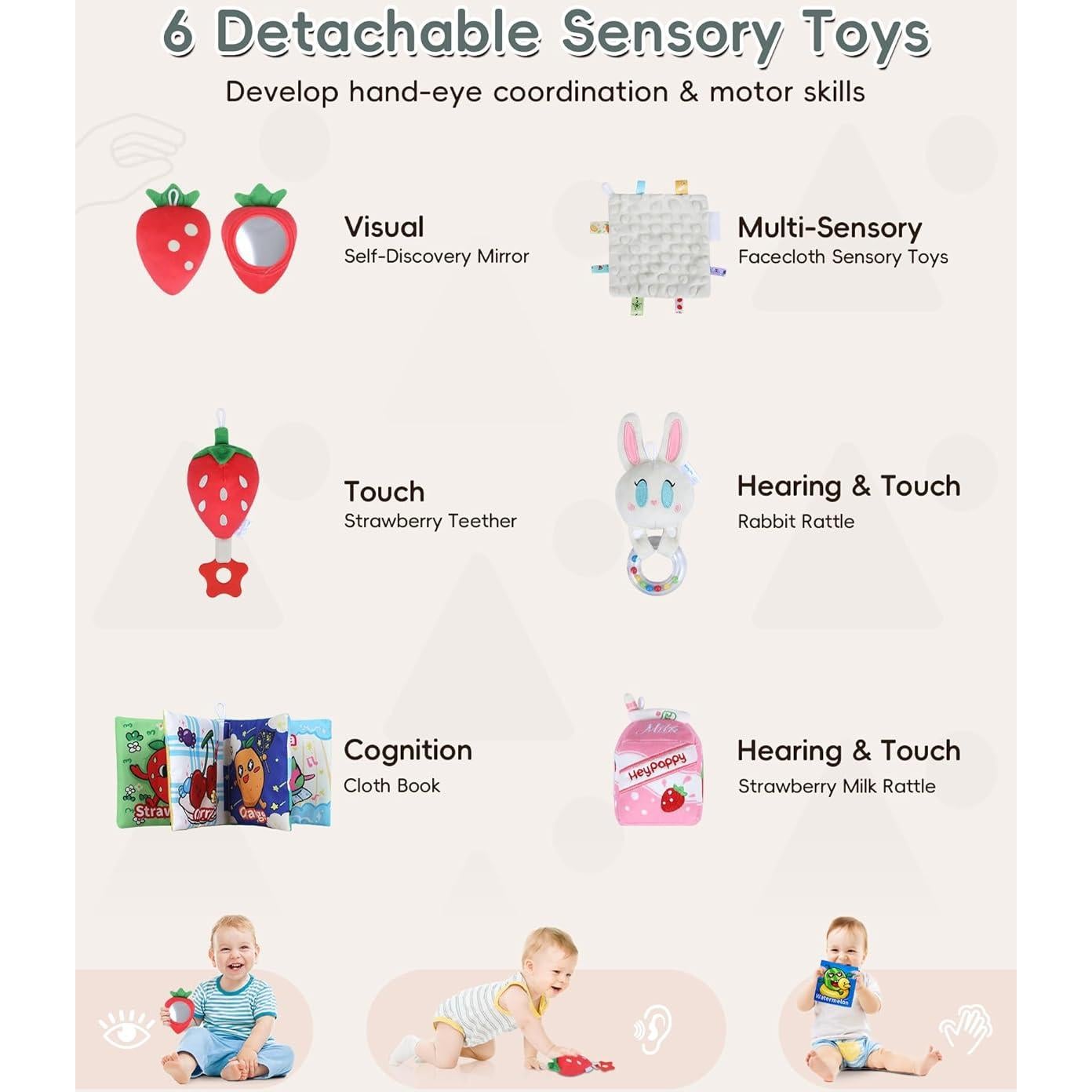 Alfombra de Juego para Bebés Fresa 9-en-1 con Juguetes