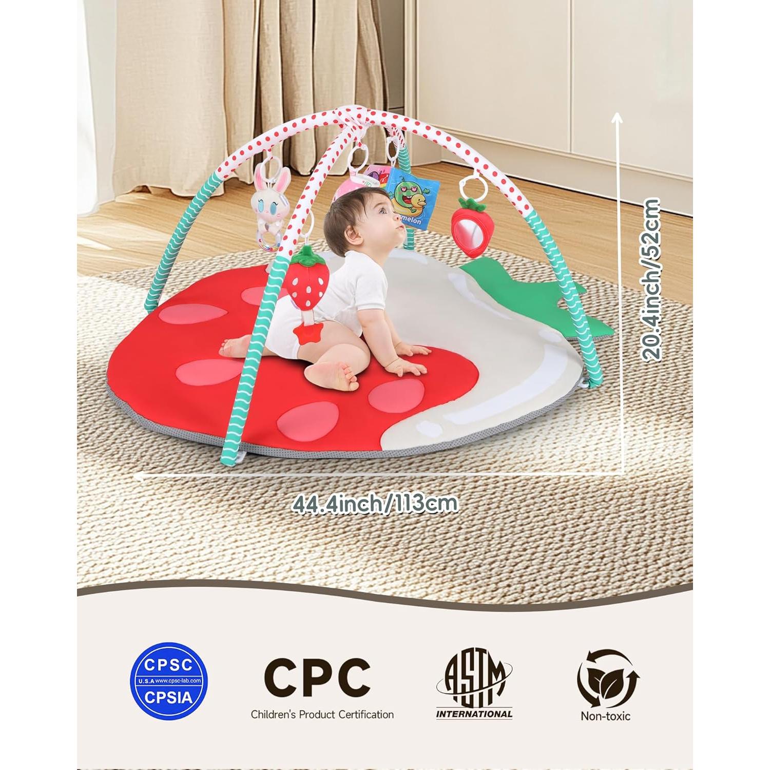 Alfombra de Juego para Bebés Fresa 9-en-1 con Juguetes