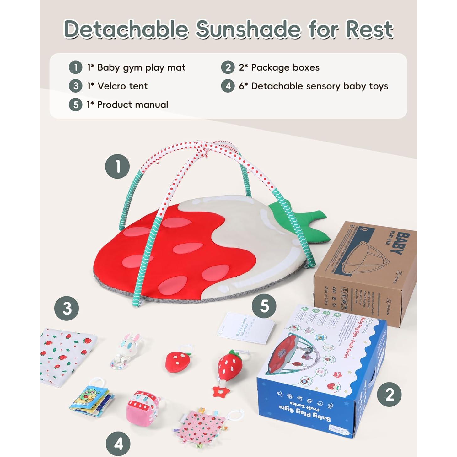 Alfombra de Juego para Bebés Fresa 9-en-1 con Juguetes