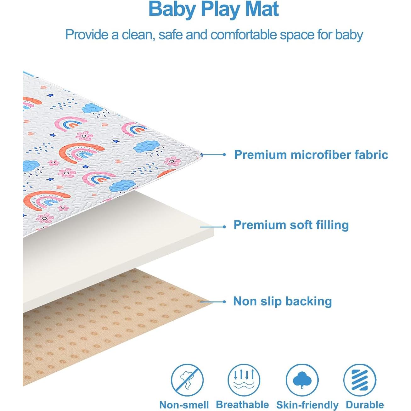 Alfombra de Juego Lavable para Bebés 127x127 cm Antideslizante