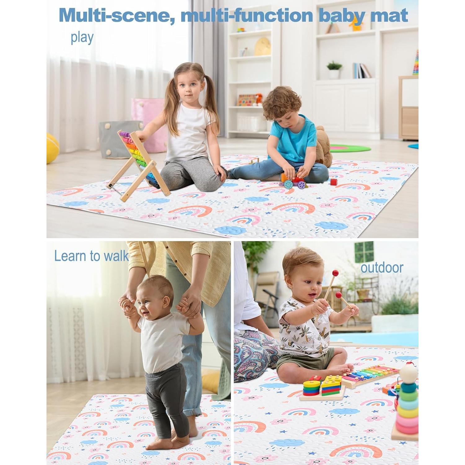 Alfombra de Juego Lavable para Bebés 127x127 cm Antideslizante