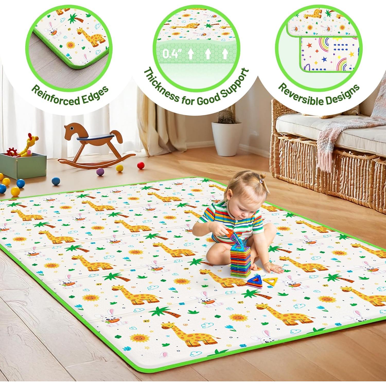 Alfombra de Juego Plegable para Bebés 127x196 cm Antideslizante