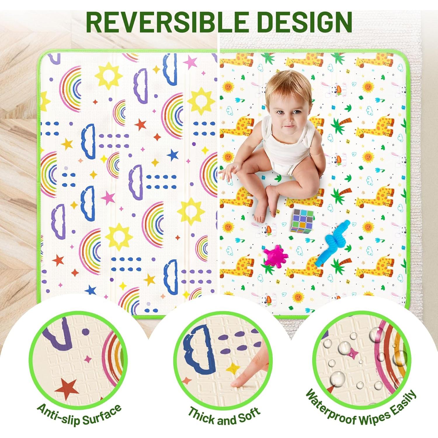 Alfombra de Juego Plegable para Bebés 127x196 cm Antideslizante