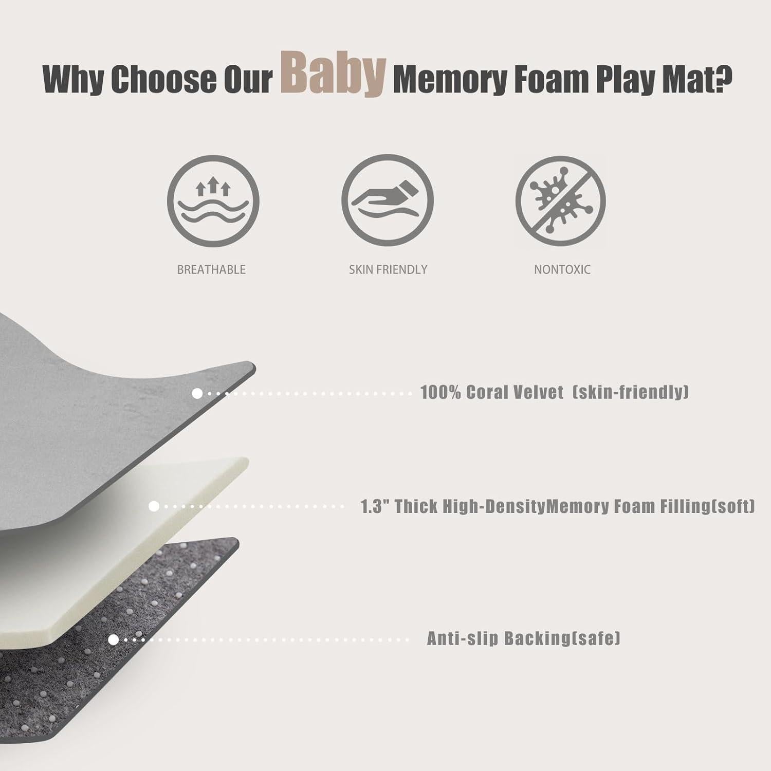 Alfombra de Juego para Bebé 50x50 cm Gris Claro Antideslizante