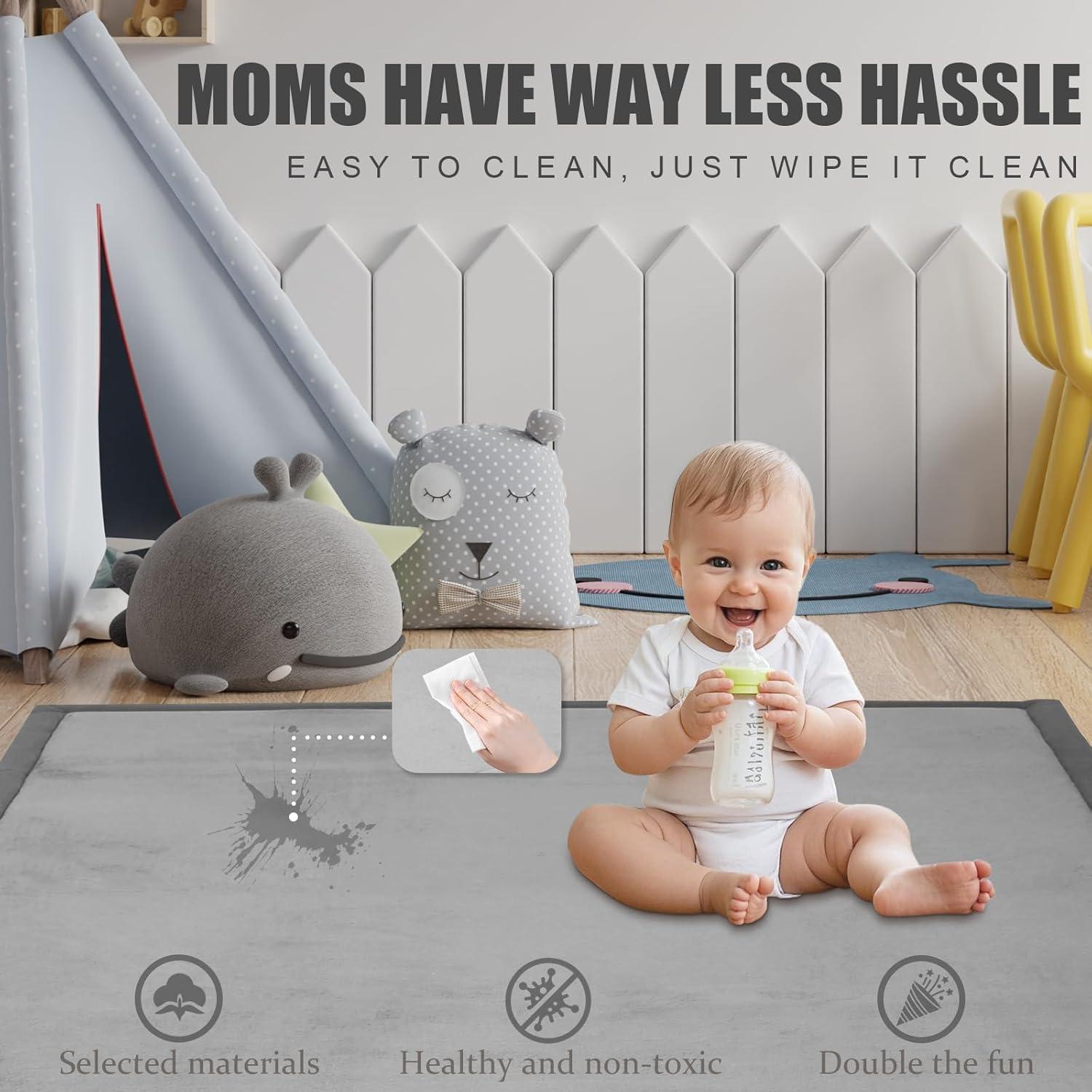 Alfombra de Juego para Bebé 50x50 cm Gris Claro Antideslizante