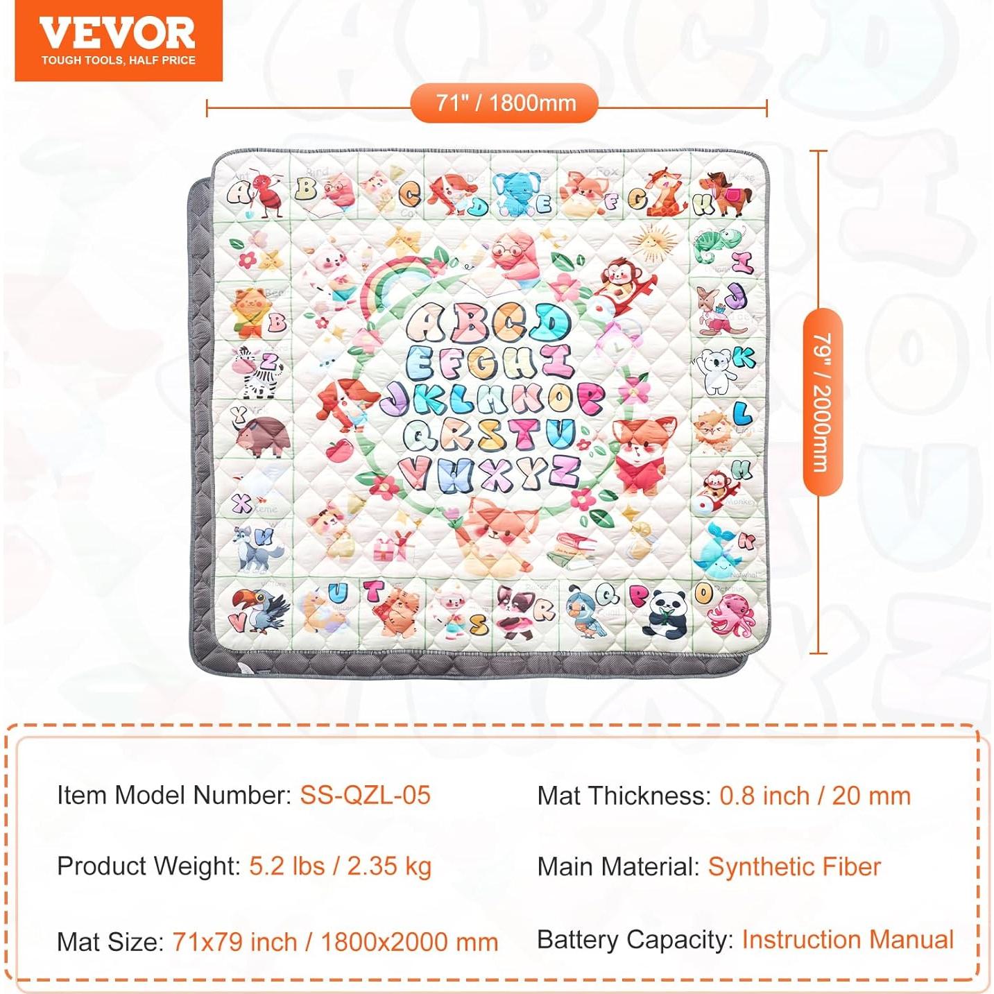 Alfombra de Juego VEVOR para Bebés 1.8x2m Antideslizante