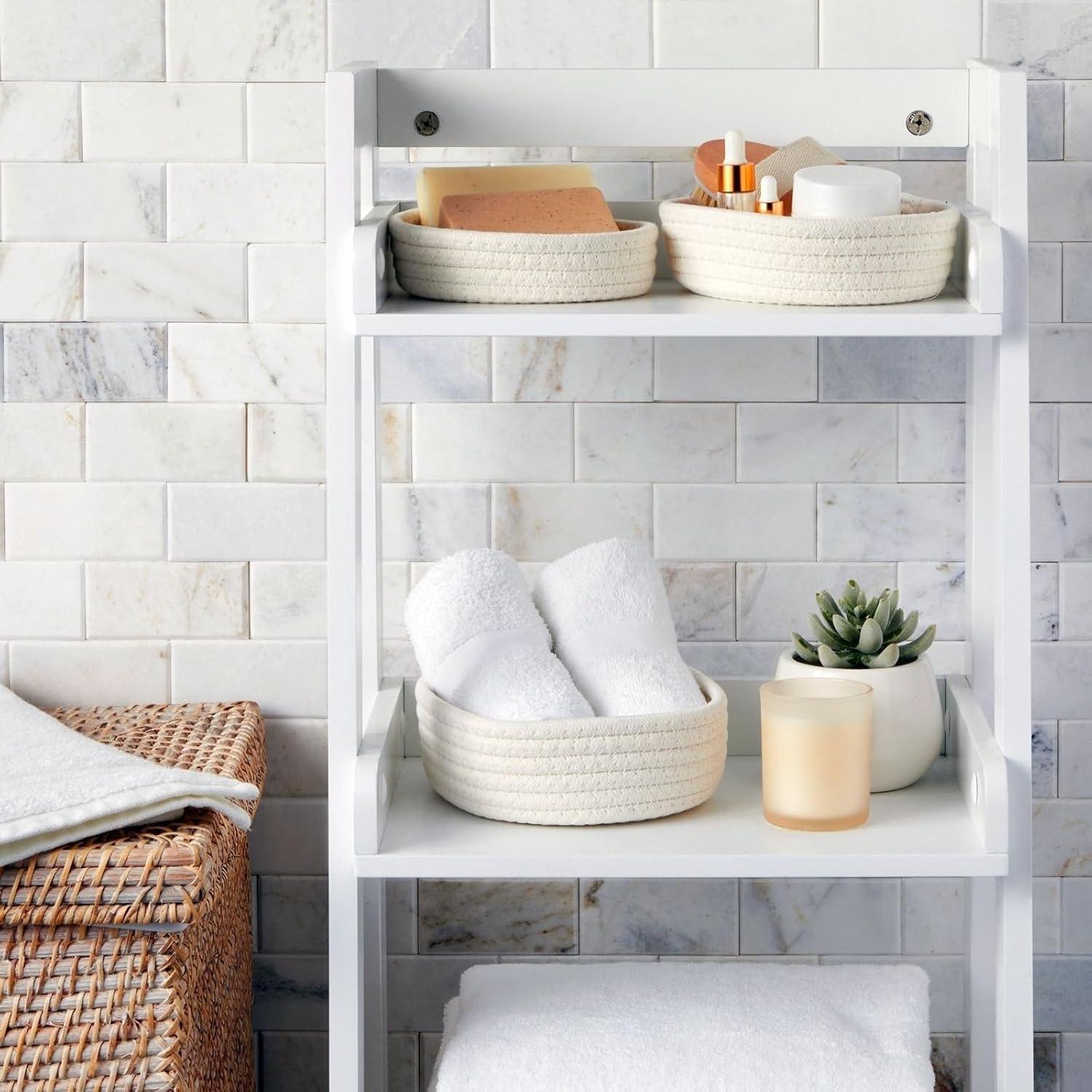 Cestas de Almacenamiento Redondas Juvale - 3 Piezas Algodón Blanco