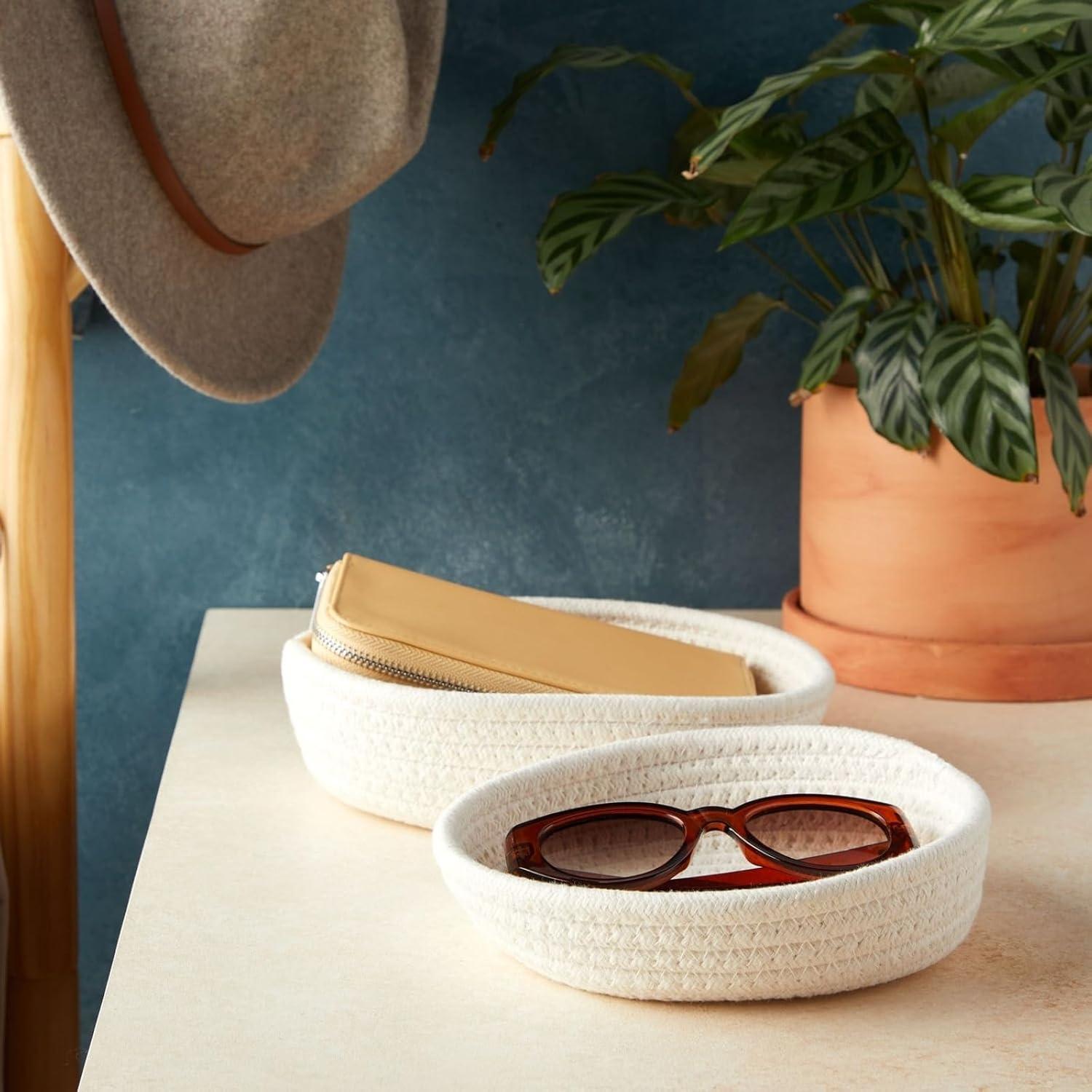 Cestas de Almacenamiento Redondas Juvale - 3 Piezas Algodón Blanco