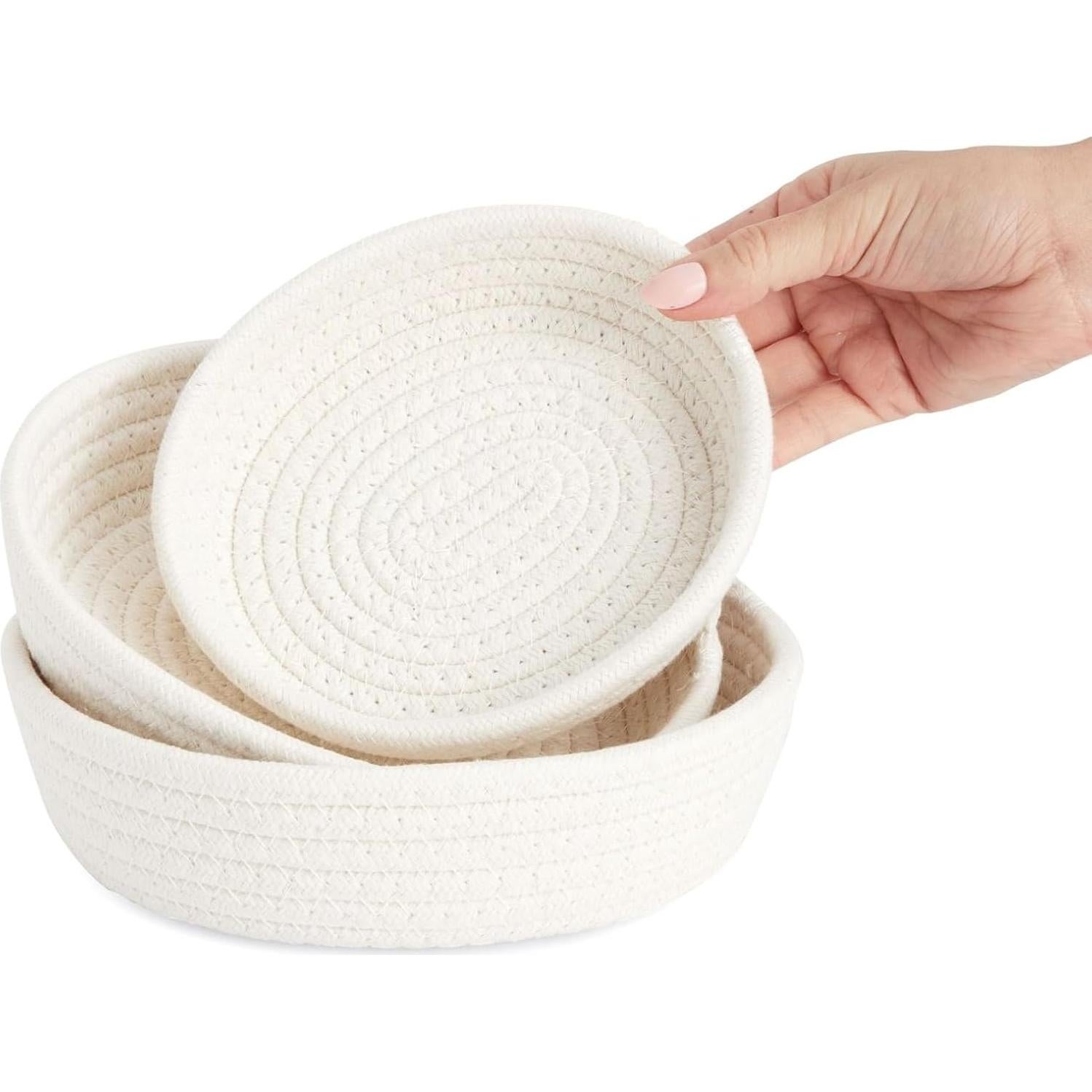 Cestas de Almacenamiento Redondas Juvale - 3 Piezas Algodón Blanco