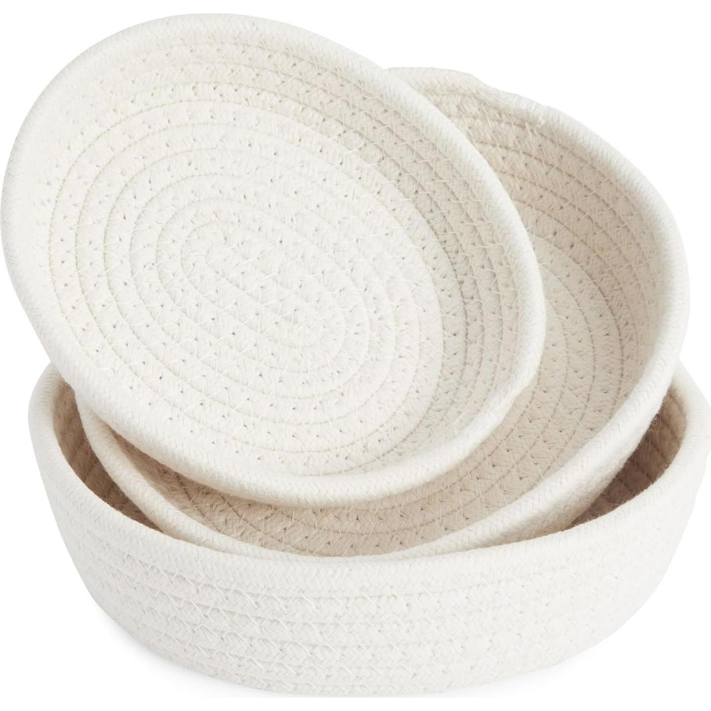 Cestas de Almacenamiento Redondas Juvale - 3 Piezas Algodón Blanco