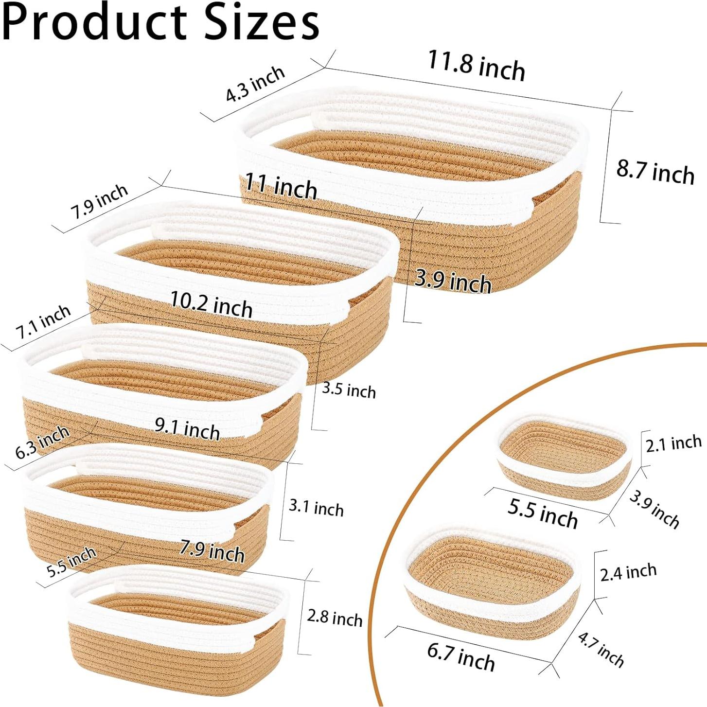 Juego de 7 Cestas de Algodón Tejidas HLWDFLZ - Organizador