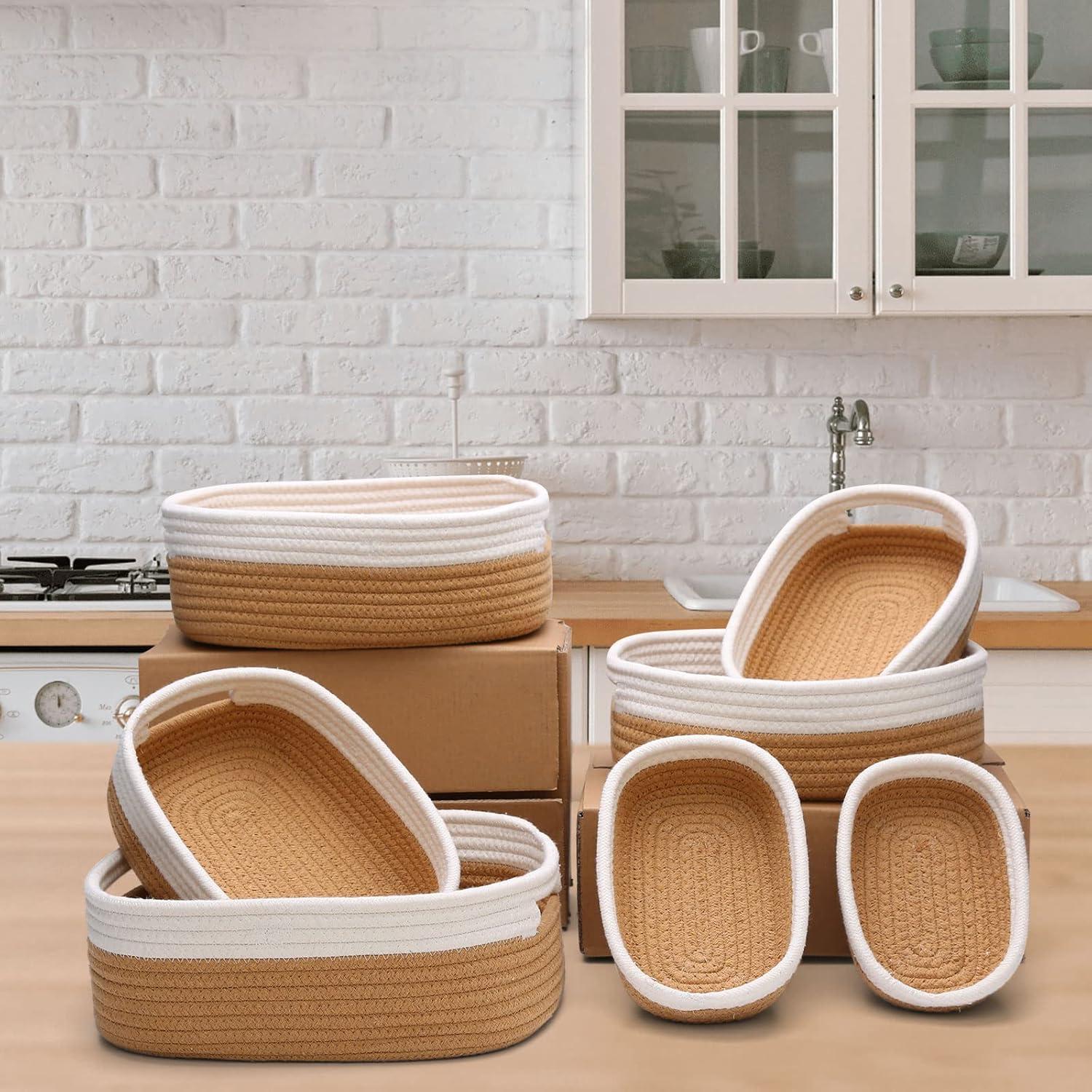 Juego de 7 Cestas de Algodón Tejidas HLWDFLZ - Organizador