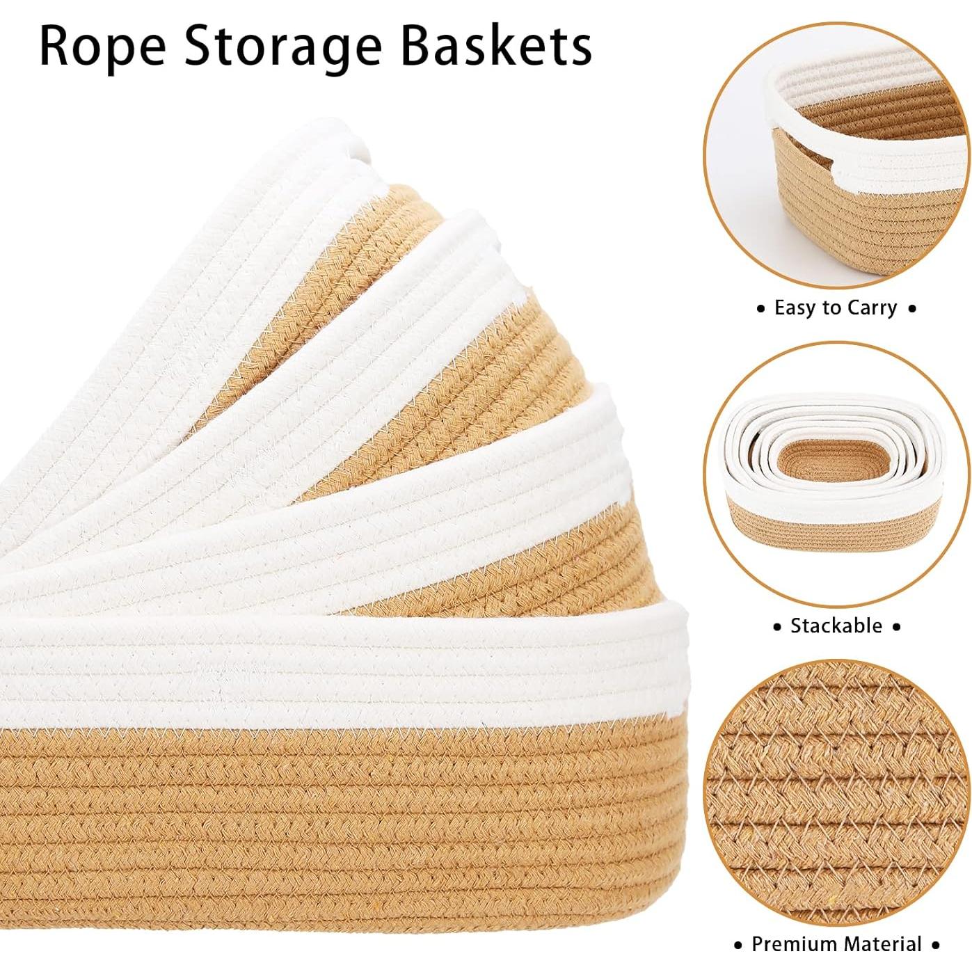 Juego de 7 Cestas de Algodón Tejidas HLWDFLZ - Organizador