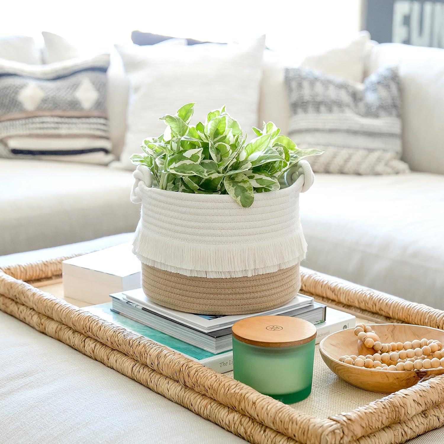Juego de 3 Cestas de Almacenamiento NaturalCozy Algodón