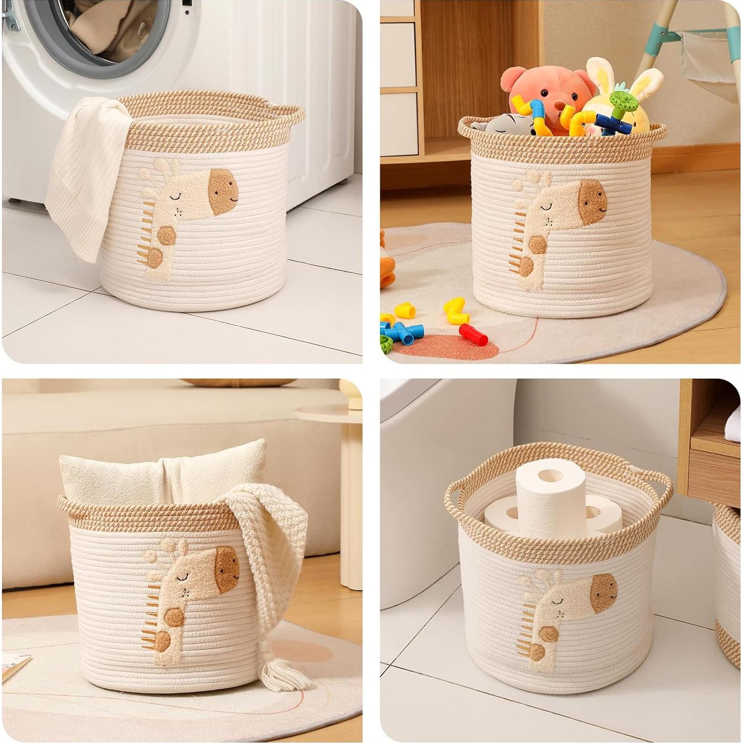 Cesta de Almacenamiento INough Algodón Jirafa 30.48 cm