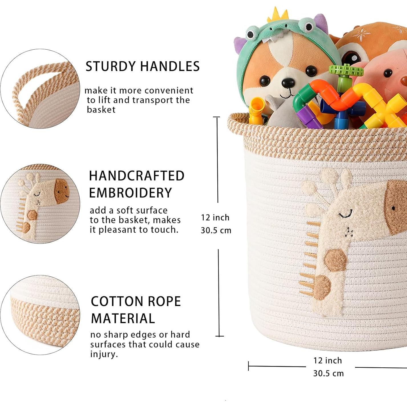 Cesta de Almacenamiento INough Algodón Jirafa 30.48 cm