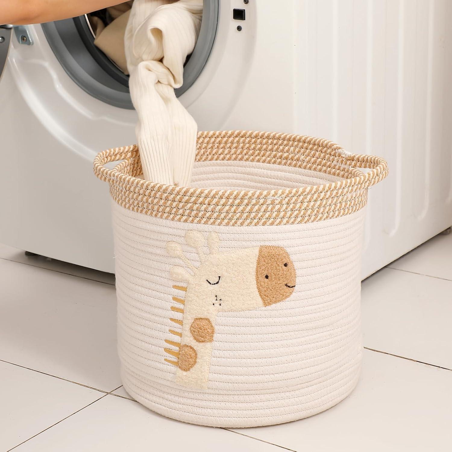 Cesta de Almacenamiento INough Algodón Jirafa 30.48 cm