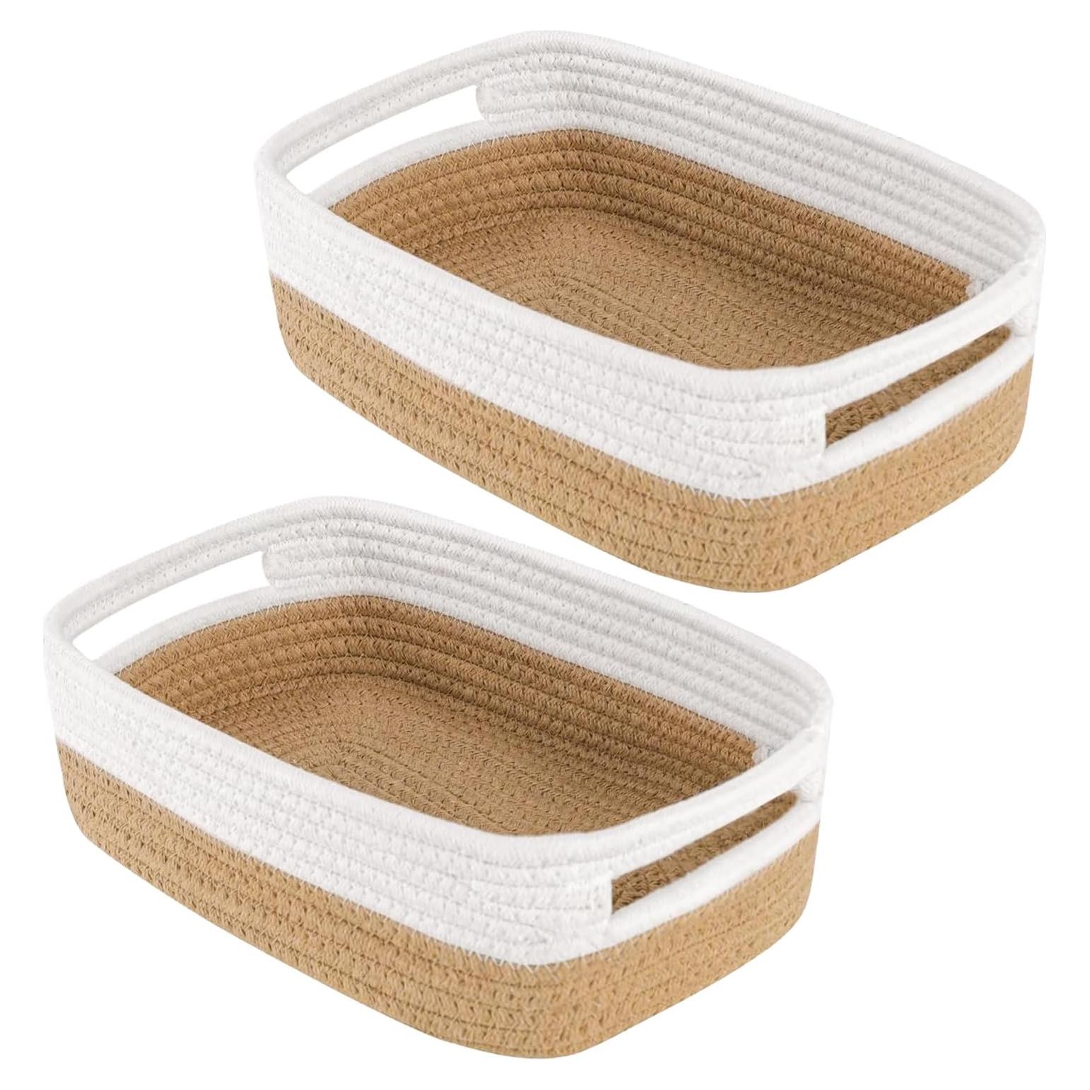 Cestas de Almacenamiento Tejidas LWYMX 2 Pack 30.5x20.3x12.7 cm