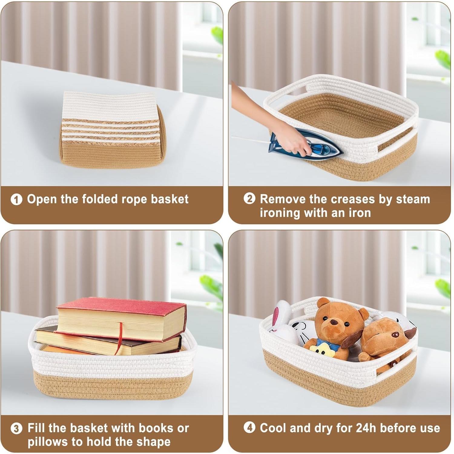 Cestas de Almacenamiento Tejidas LWYMX 2 Pack 30.5x20.3x12.7 cm