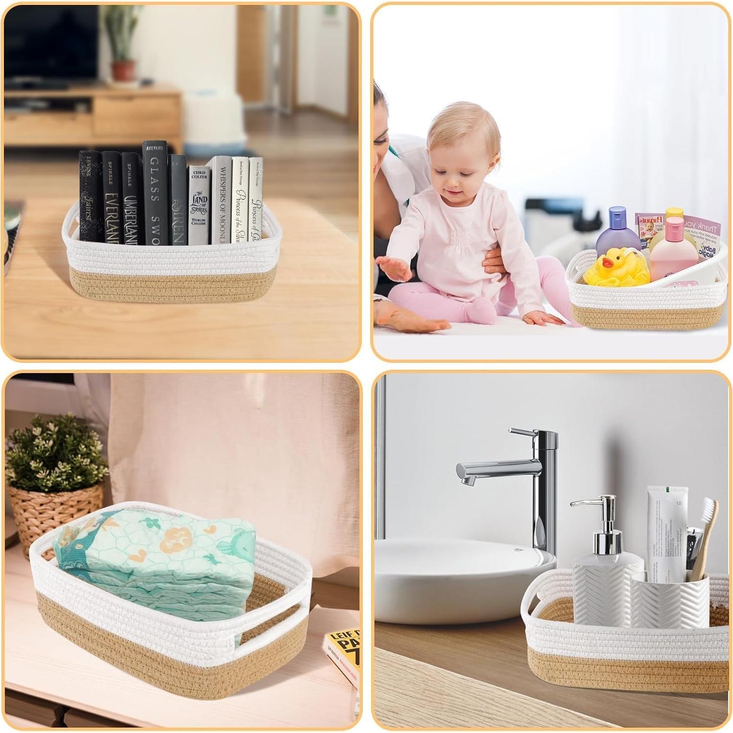 Cestas de Almacenamiento Tejidas LWYMX 2 Pack 30.5x20.3x12.7 cm