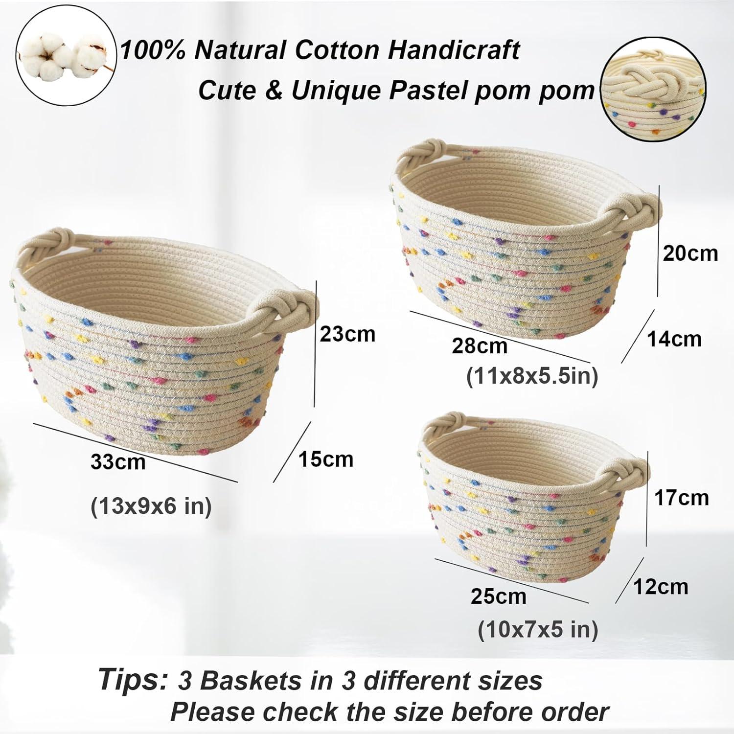Juego de 3 Cestas de Almacenamiento Esme L&H de Algodón