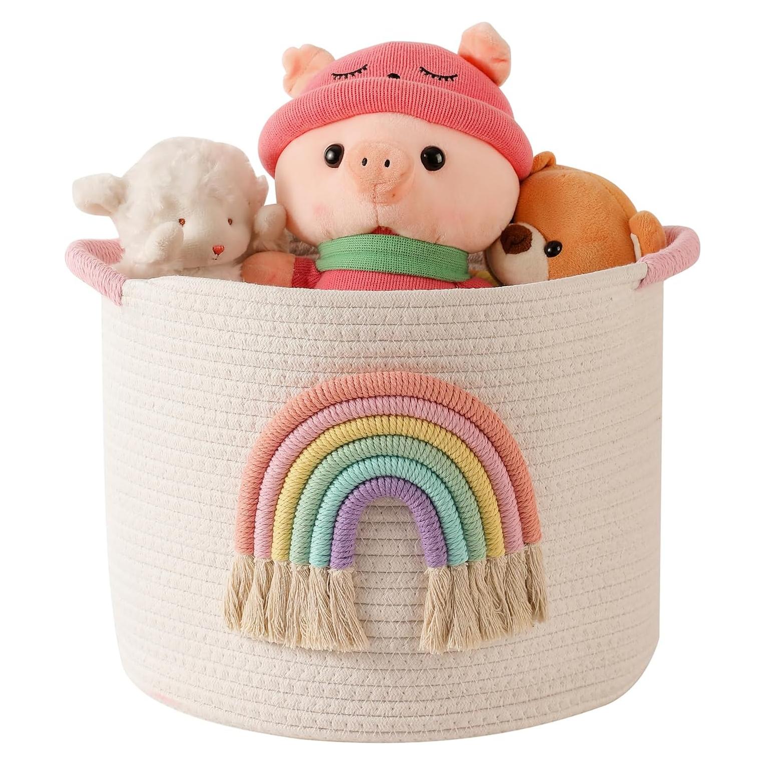 Cesta de Almacenamiento INough Arcoíris 33 cm Algodón