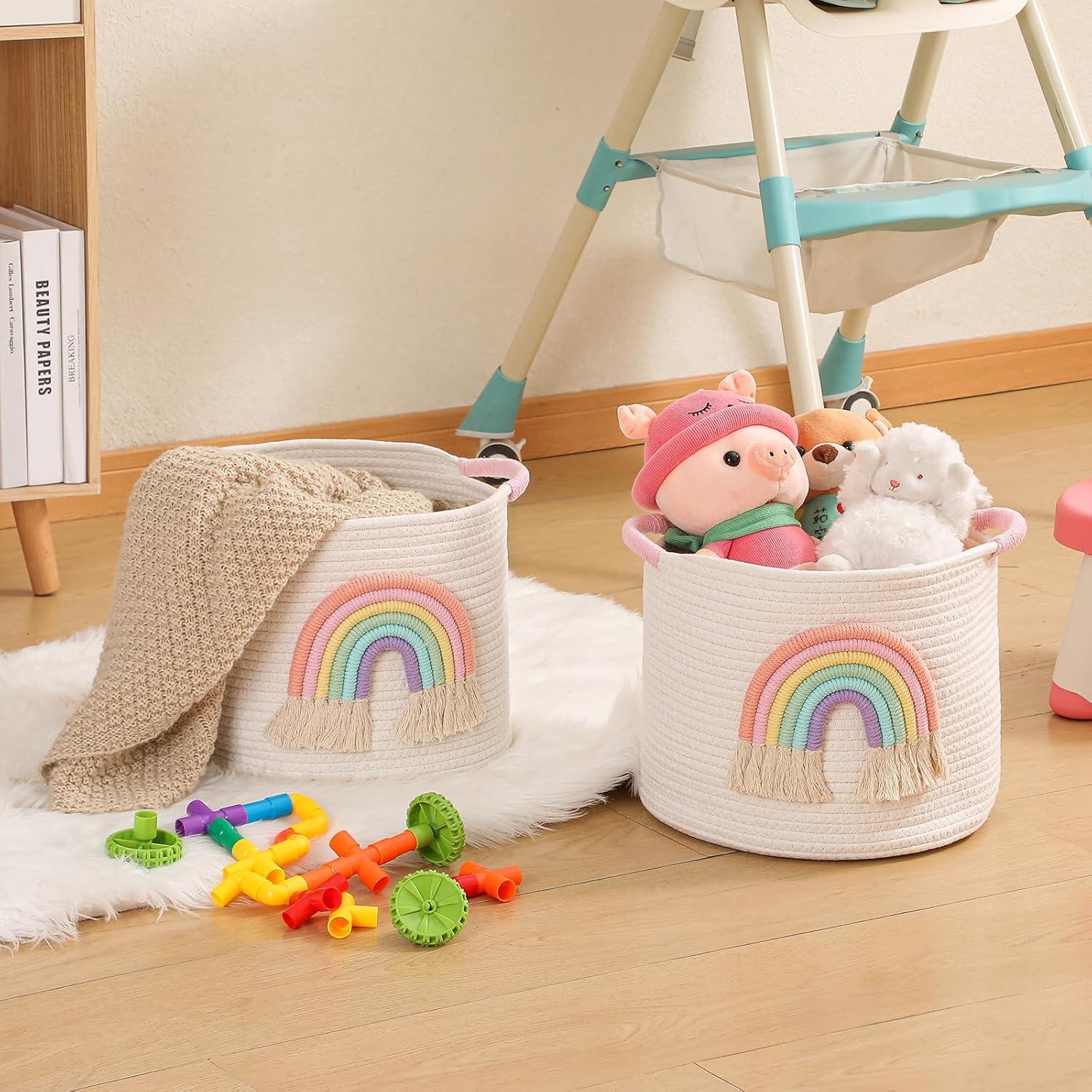 Cesta de Almacenamiento INough Arcoíris 33 cm Algodón