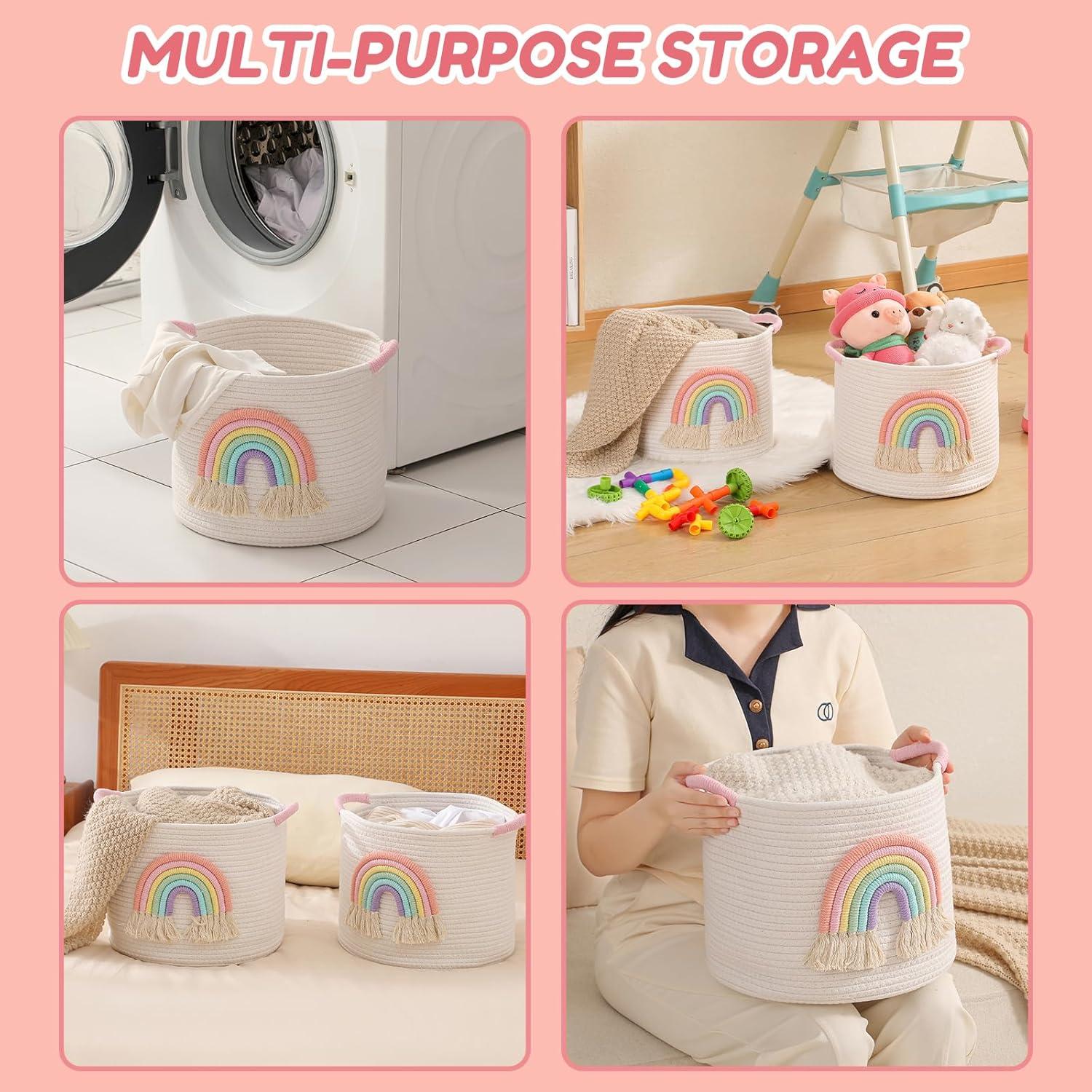 Cesta de Almacenamiento INough Arcoíris 33 cm Algodón