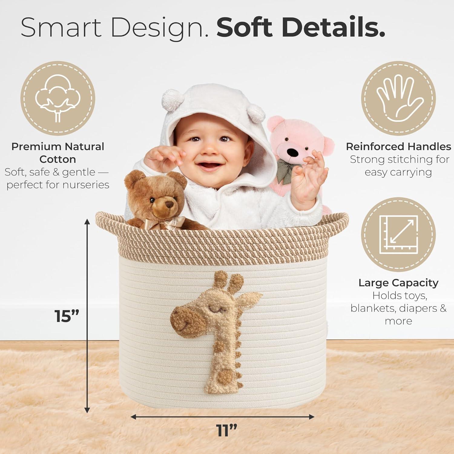 Cesta de Almacenamiento KEMINA Jirafa 38x28cm Plegable Algodón