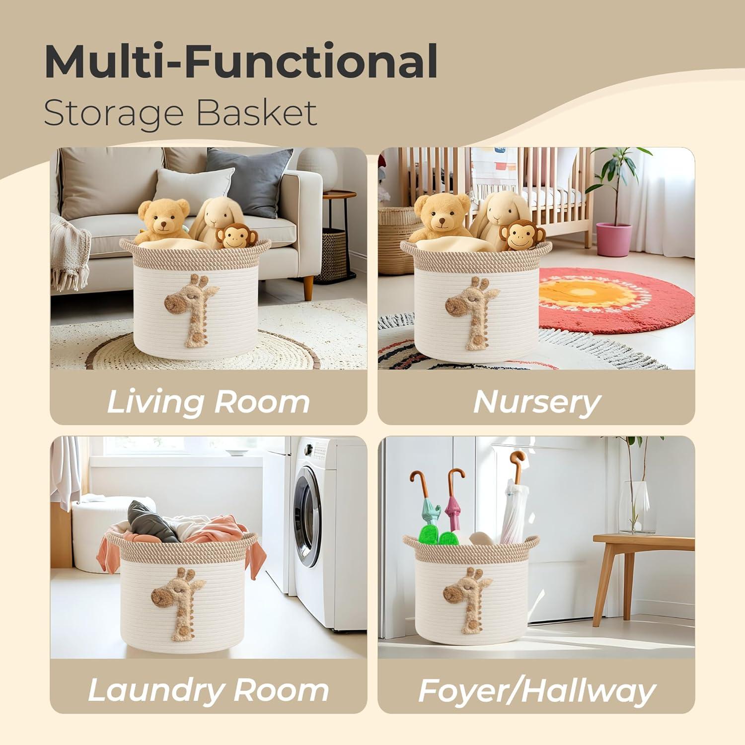 Cesta de Almacenamiento KEMINA Jirafa 38x28cm Plegable Algodón